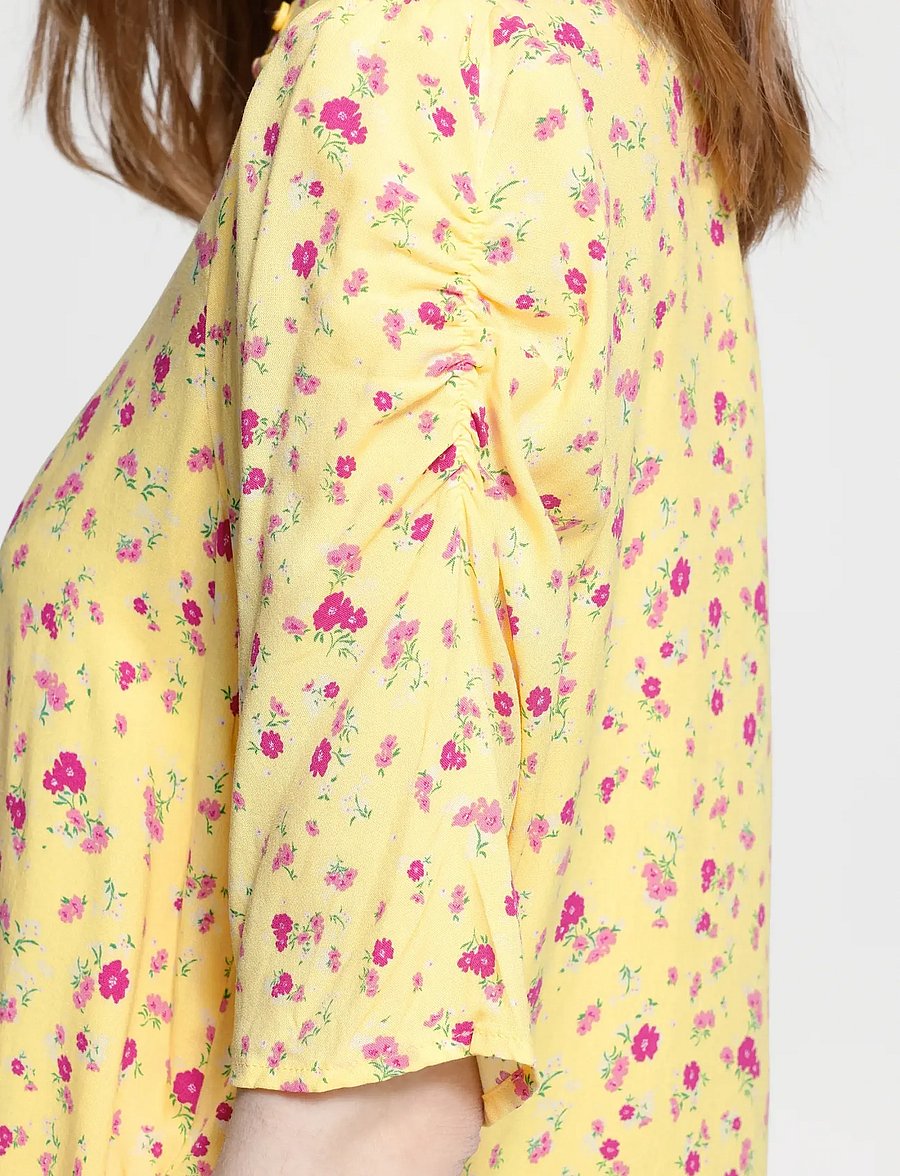 ICHI - IHVERA SH23 - short-sleeved blouses - mellow yellow flower - 4