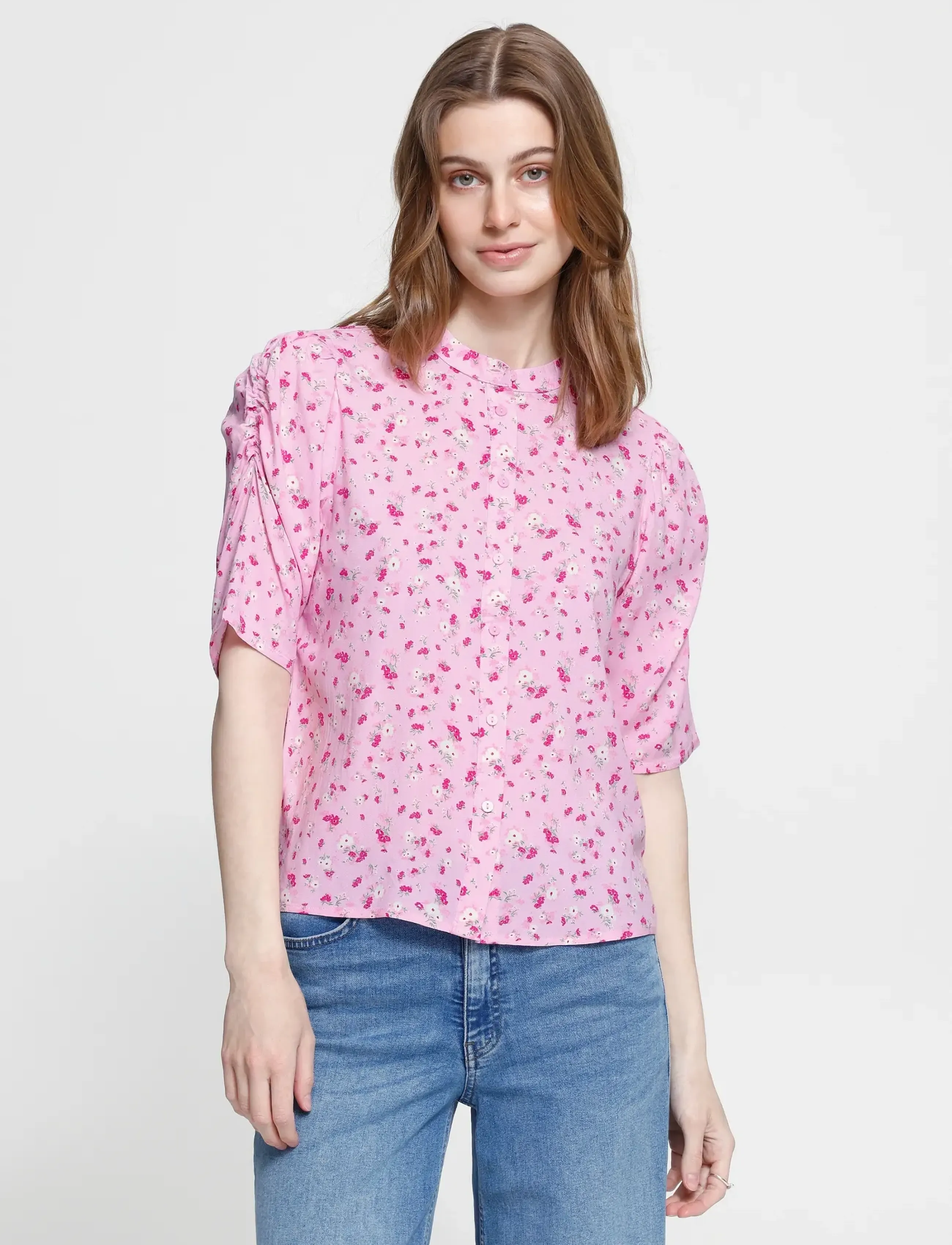 ICHI - IHVERA SH23 - kortærmede bluser - pink lady flower - 5