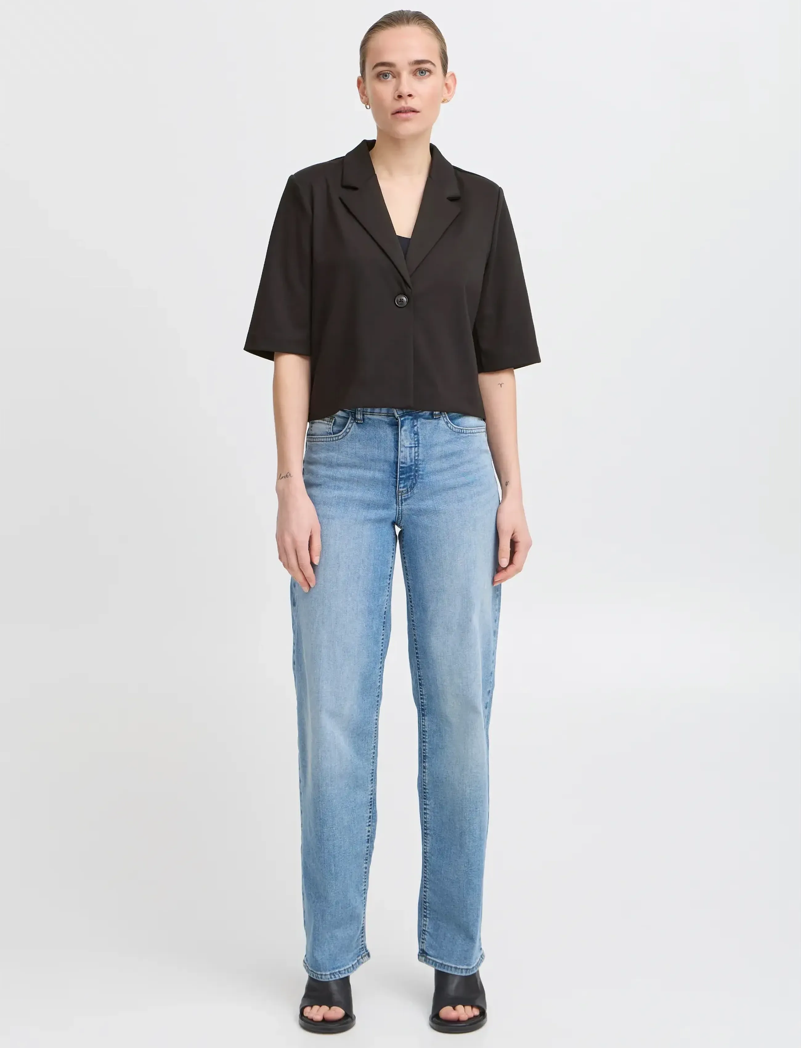 ICHI Ihkate Sus Cropped Bl, XS, Black, Blazere > Cropped Blazere, Dame