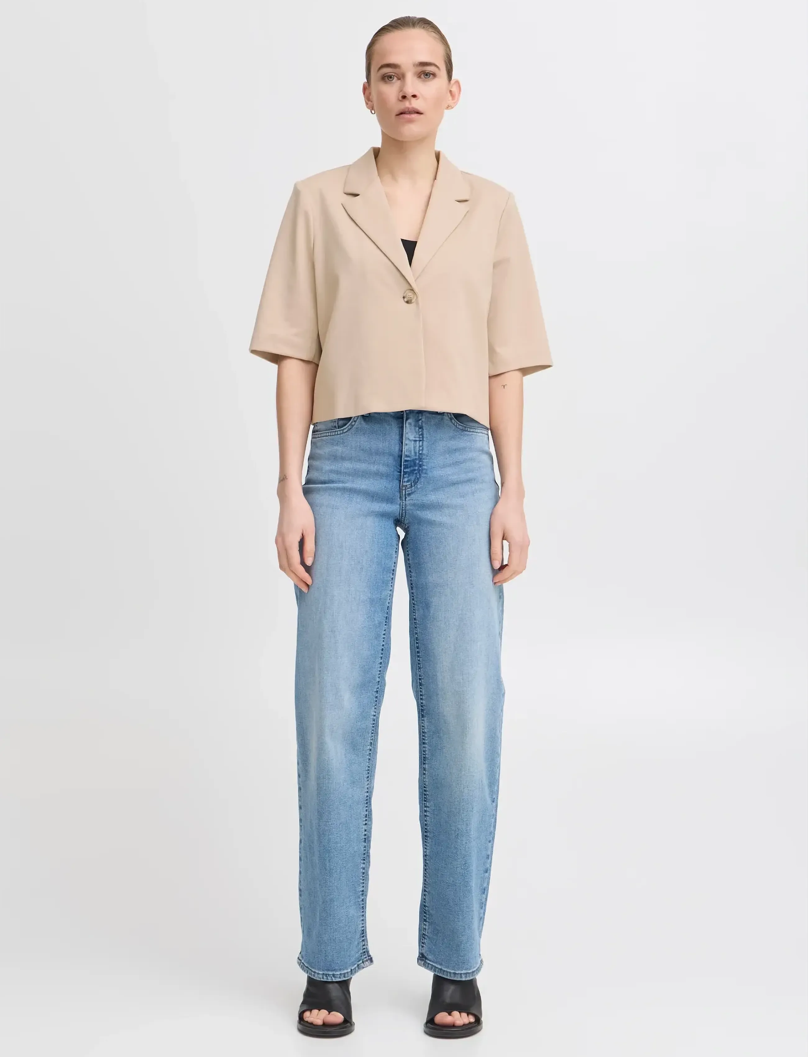 ICHI Ihkate Sus Cropped Bl, XL, Beige, Blazere > Cropped Blazere, Dame