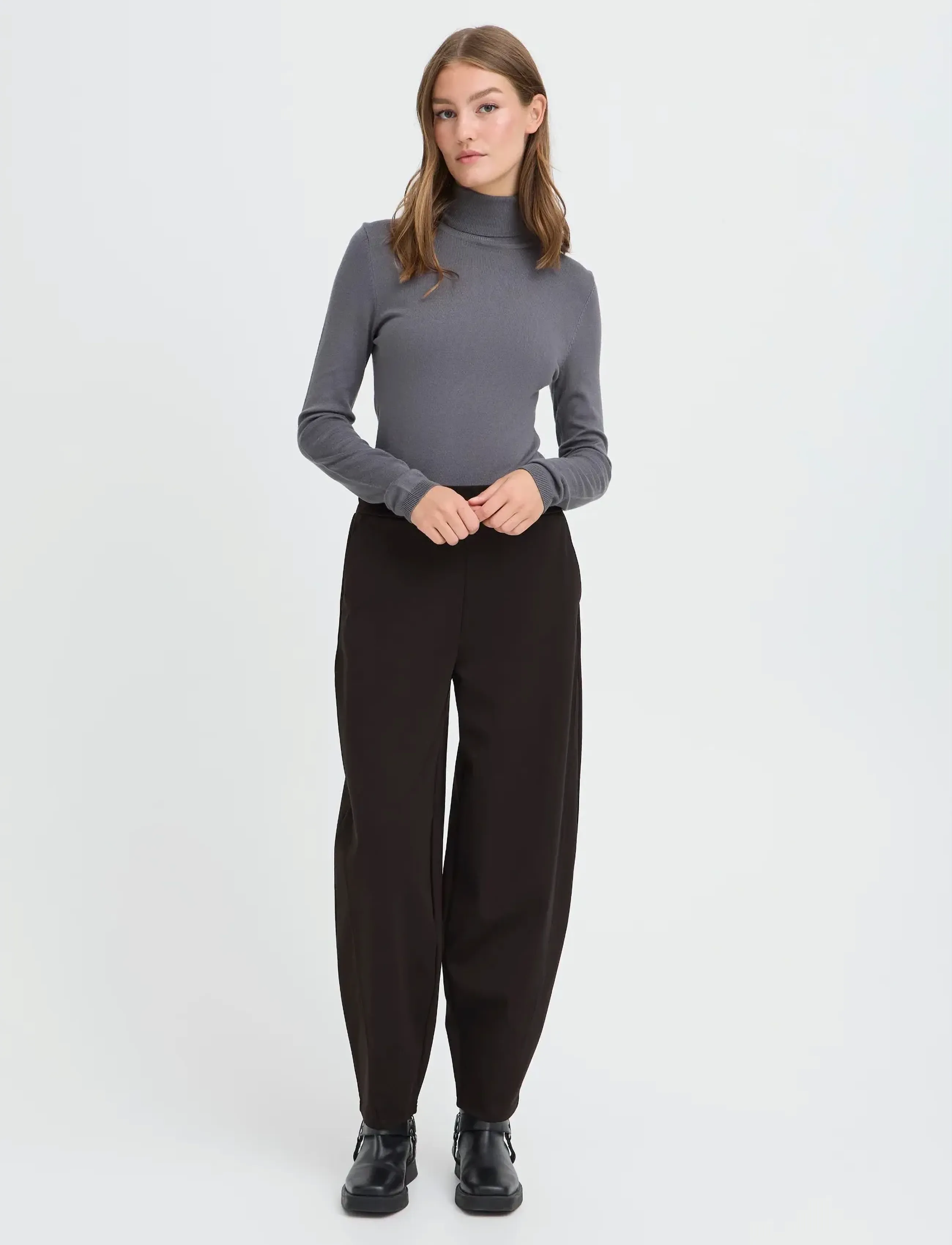 ICHI Ihkate Barrel Pa, S, Black, Trousers > Barrel Trousers, Dame