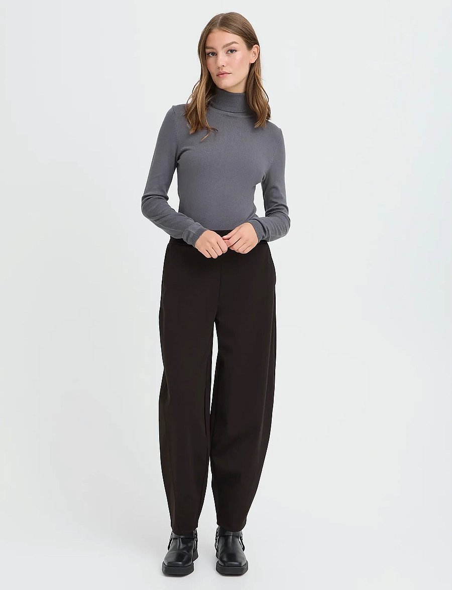 ICHI - IHKATE BARREL PA - hosen mit geradem bein - black - 0