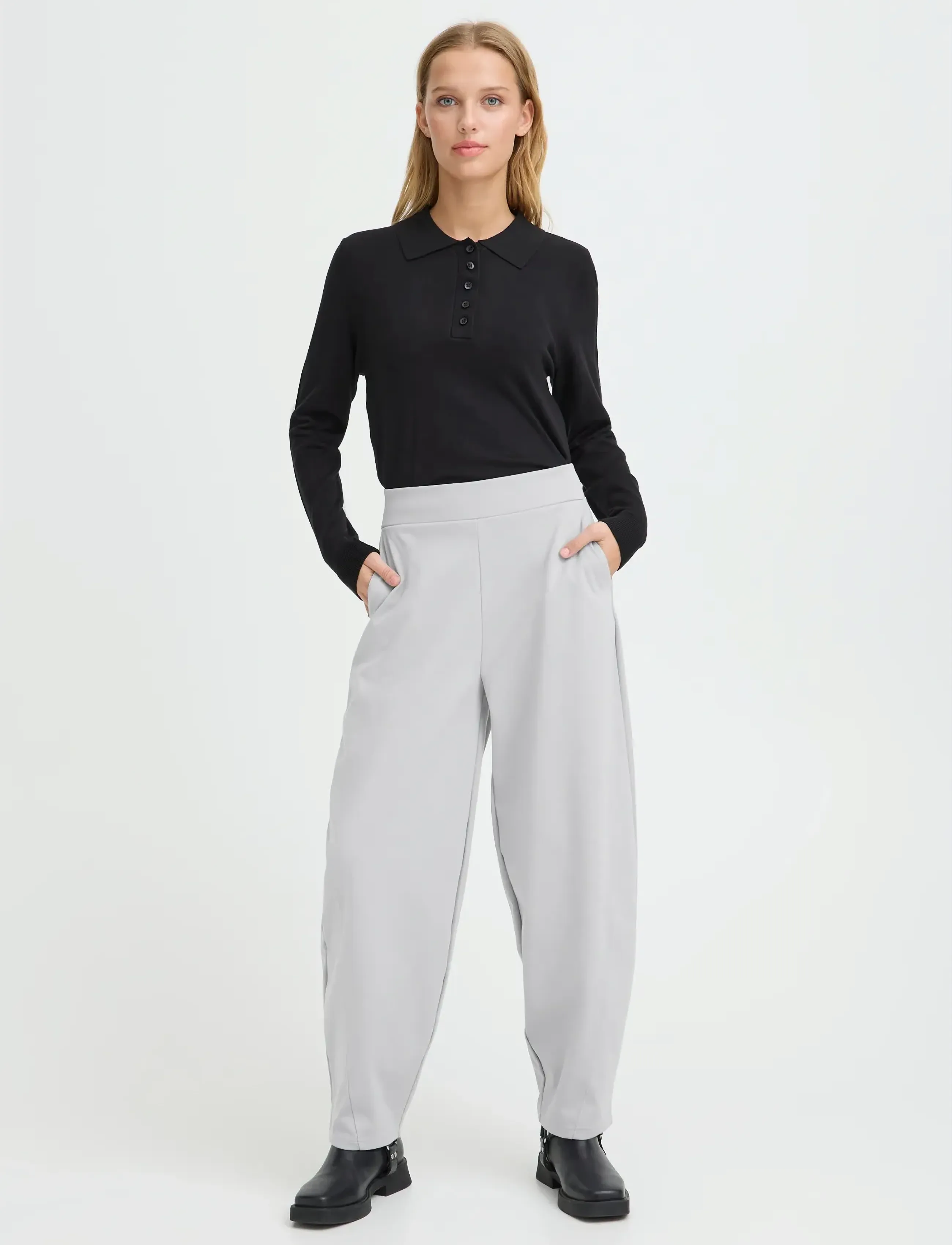 ICHI IHKATE BARREL PA - Dressipüksid - SLEET / grey