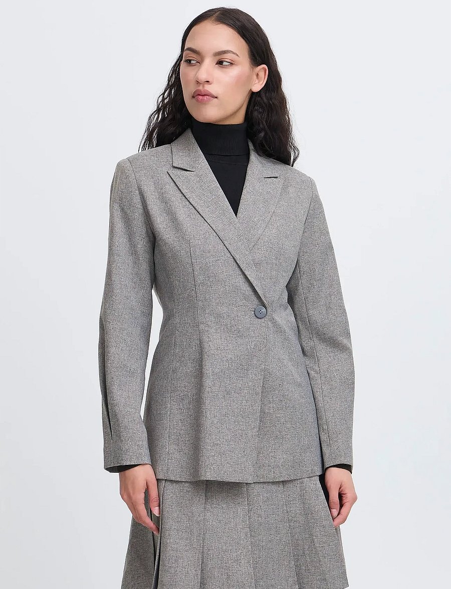 ICHI - IHUNOLA BL - single breasted blazers - salt and peber melange - 4