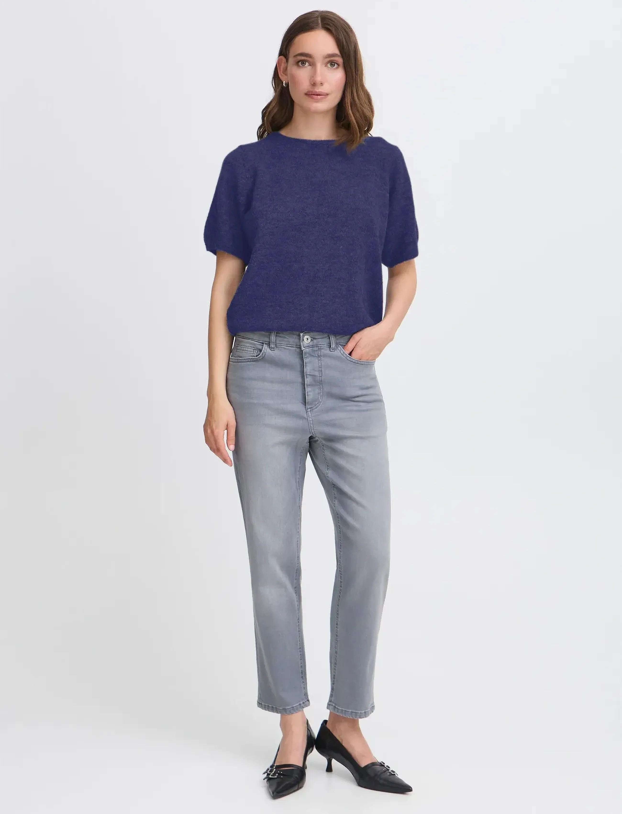 ICHI Ihkamara Ss, M, Blue, Strik > Cardigans, Dame