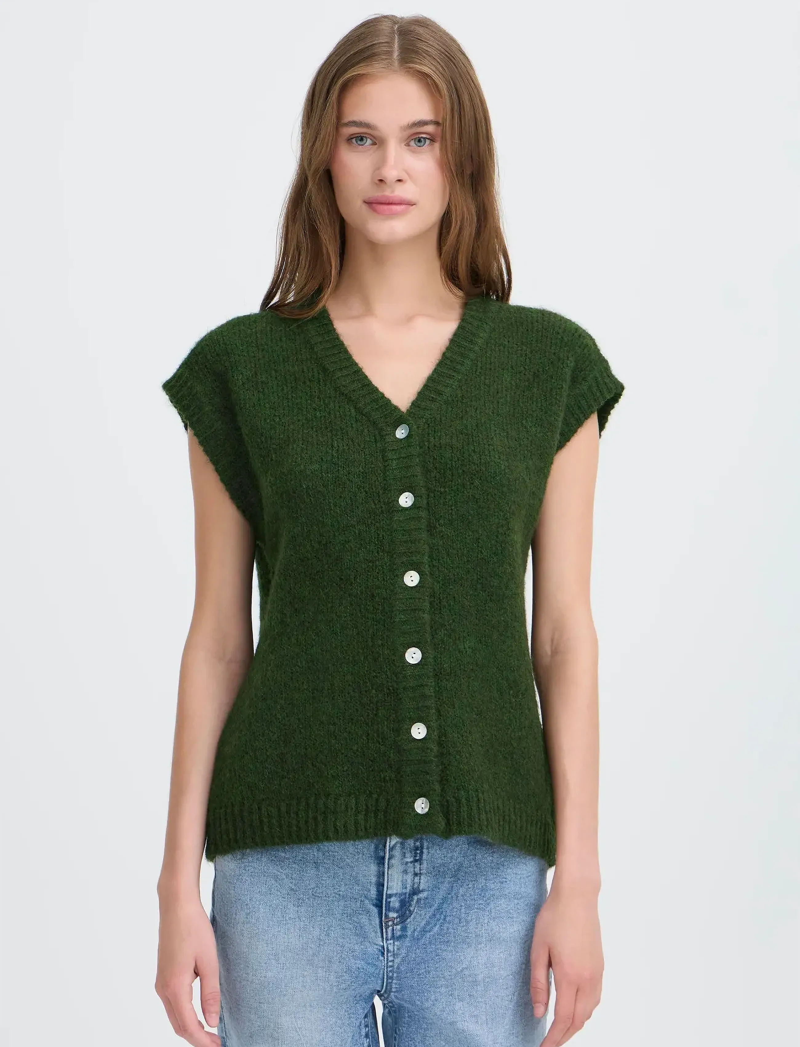 ICHI - IHBELABLUE WA - strikkevester - rifle green melange - 4
