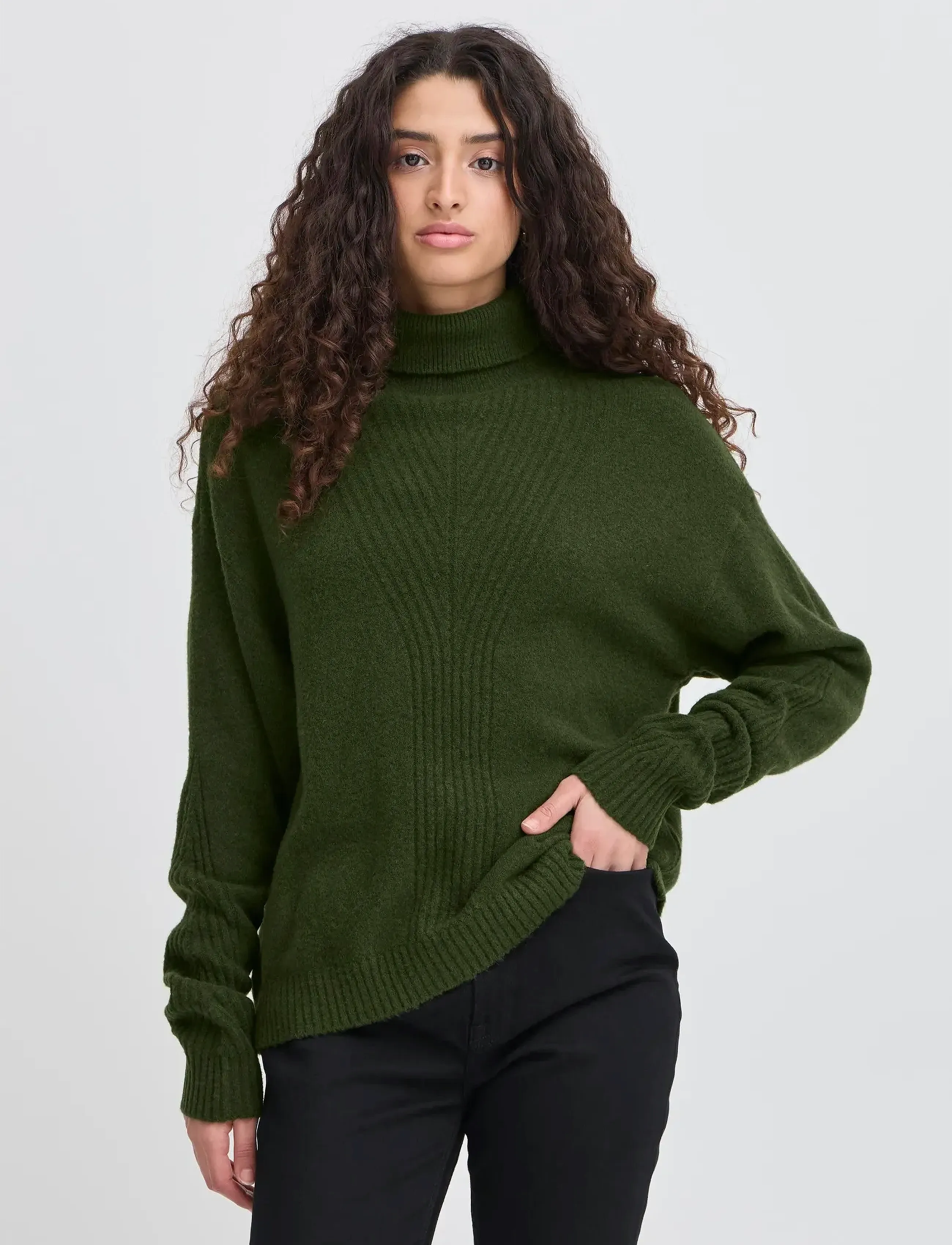 ICHI - IHDASILA LS3 - turtleneck - rifle green - 4