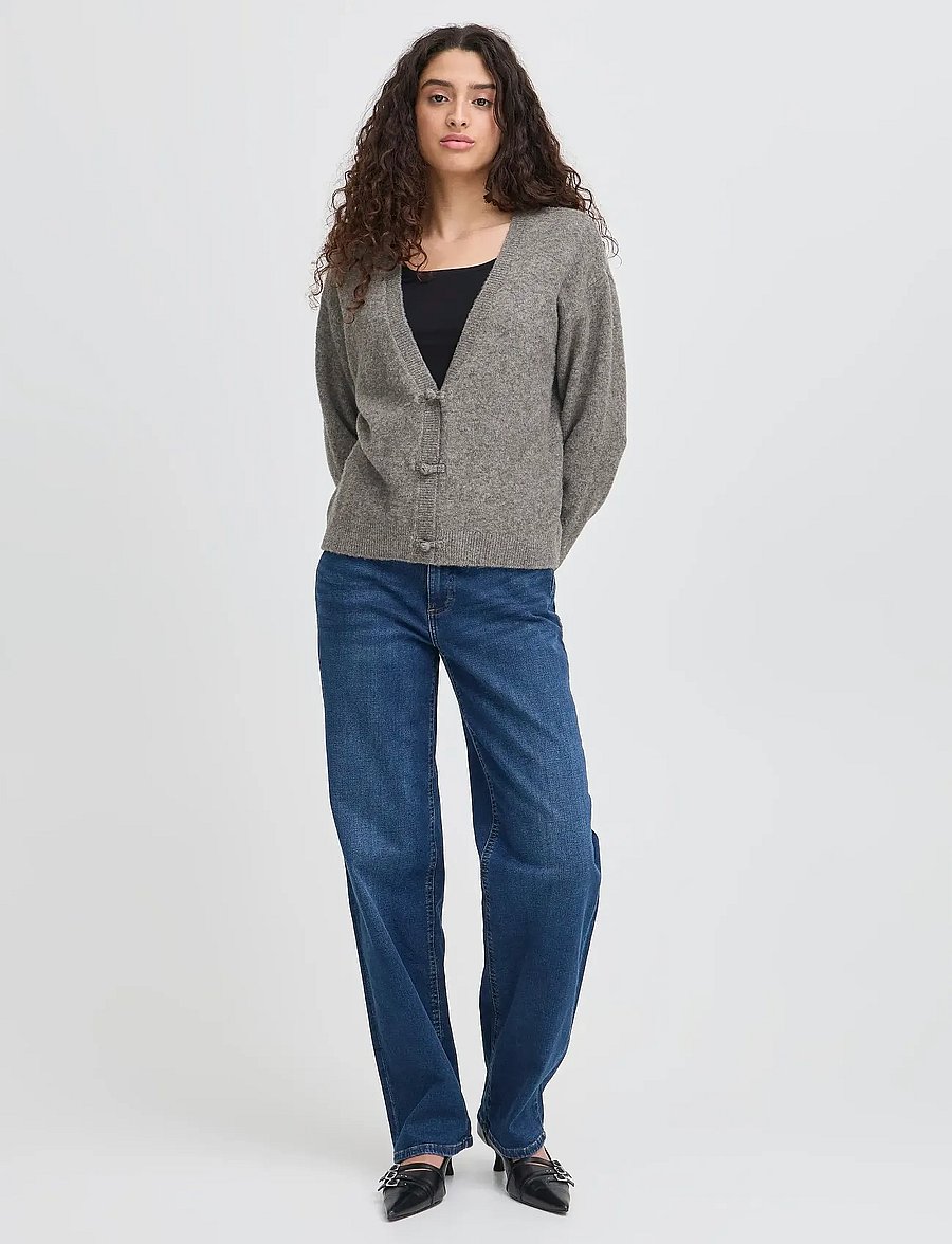 ICHI - IHDASILA CA - strickjacken - dark grey melange - 0
