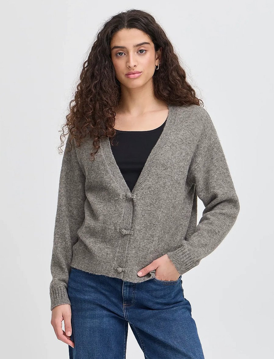 ICHI - IHDASILA CA - strickjacken - dark grey melange - 4
