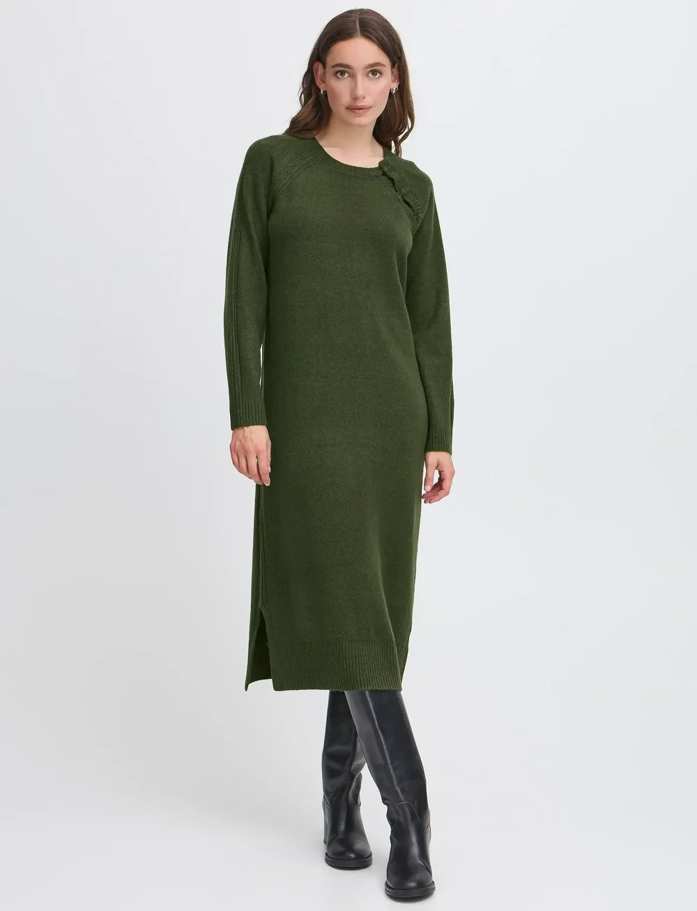 ICHI - IHDASILA DR - knitted dresses - rifle green - 0