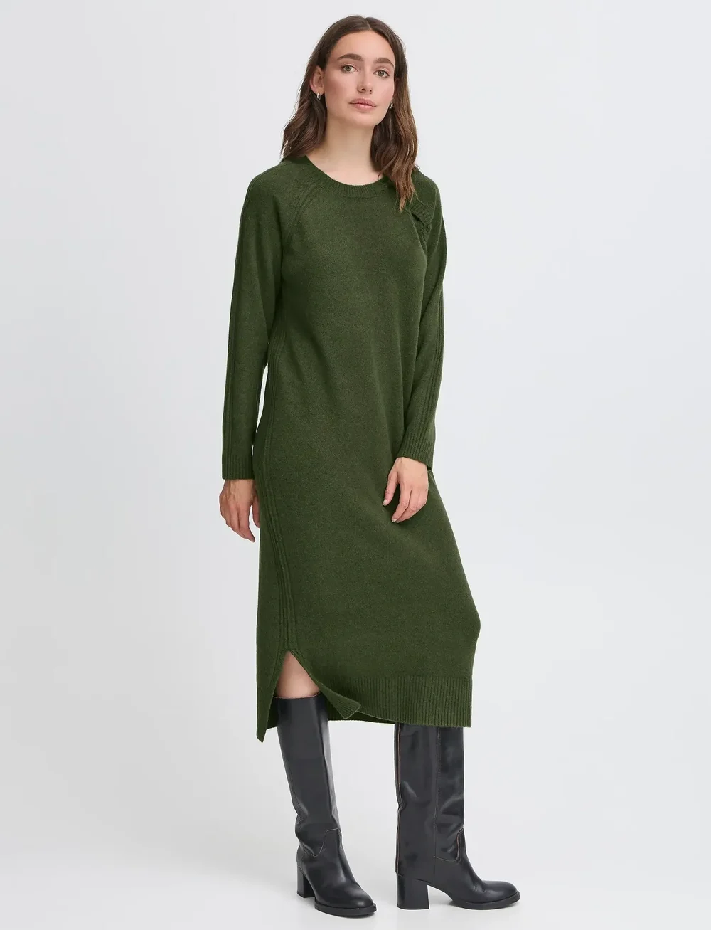 ICHI - IHDASILA DR - knitted dresses - rifle green - 4