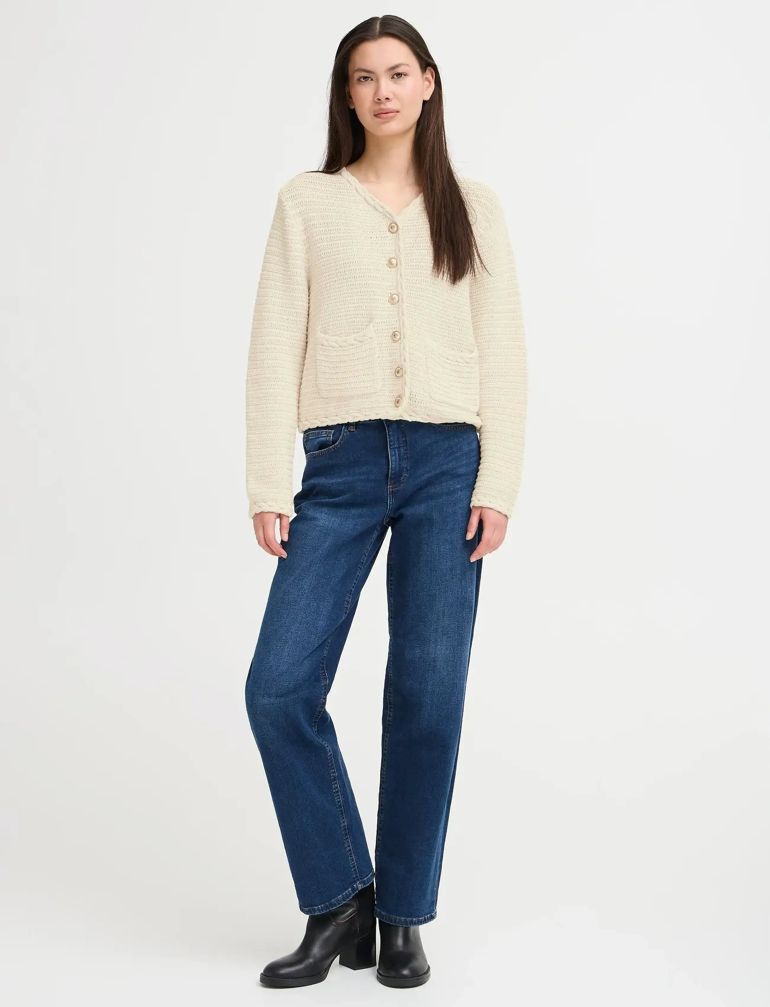 ICHI Ihbarisa Ca, Kvinder, Hæklet Cardigan, Cream, Str: S