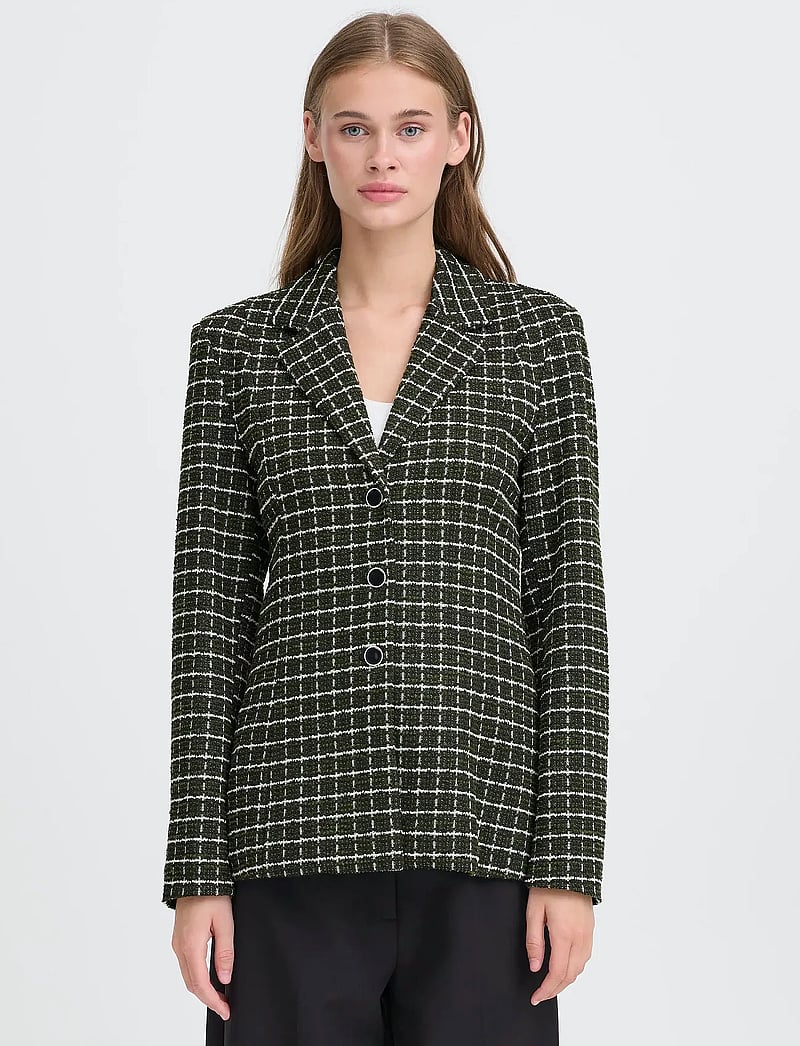 ICHI - IHKATE CLOULE BL - einreihige blazer - rifle green check - 3