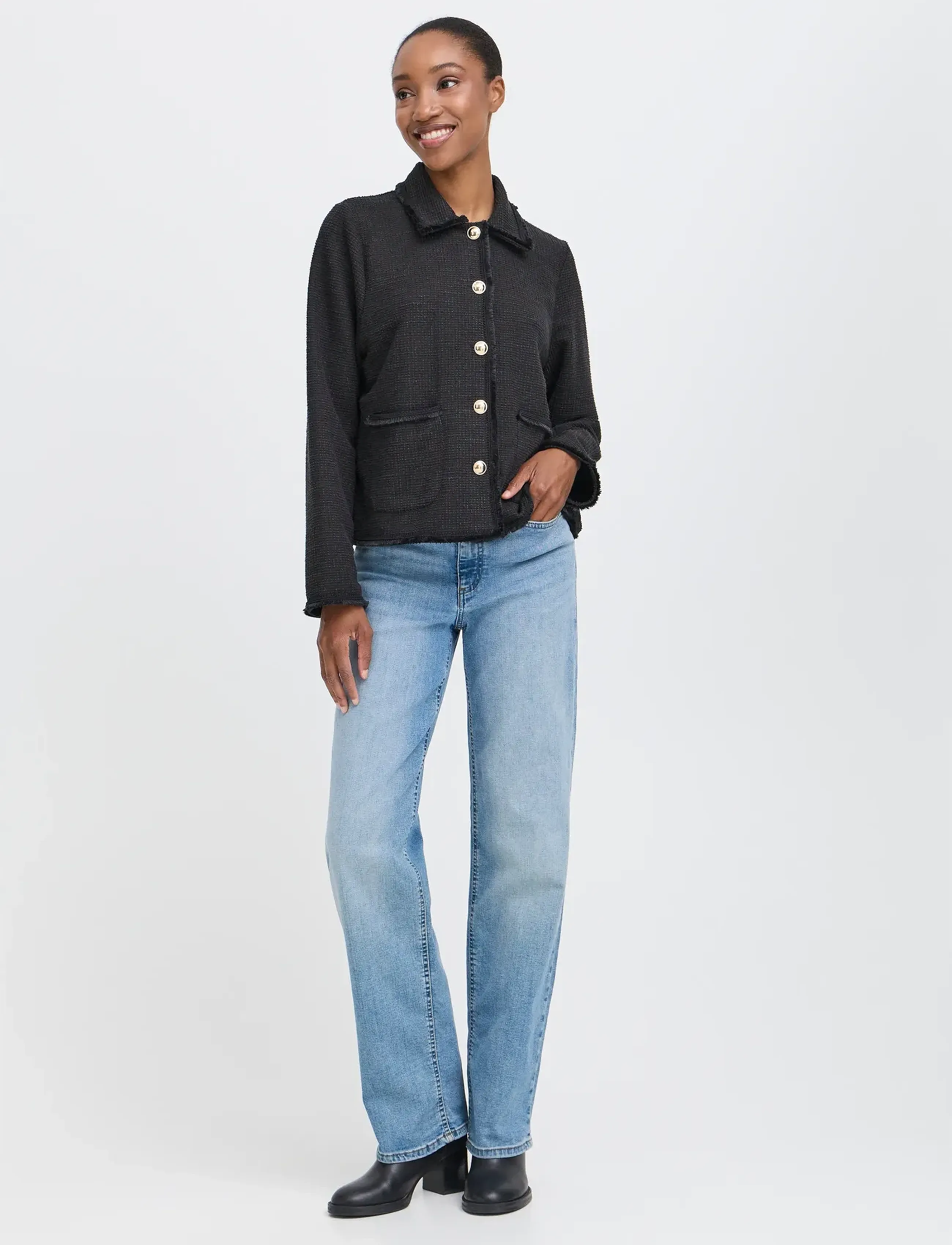 ICHI Ihkate Fringe Ja, Kvinder, Frynse Jakke, Sort, Str: XS