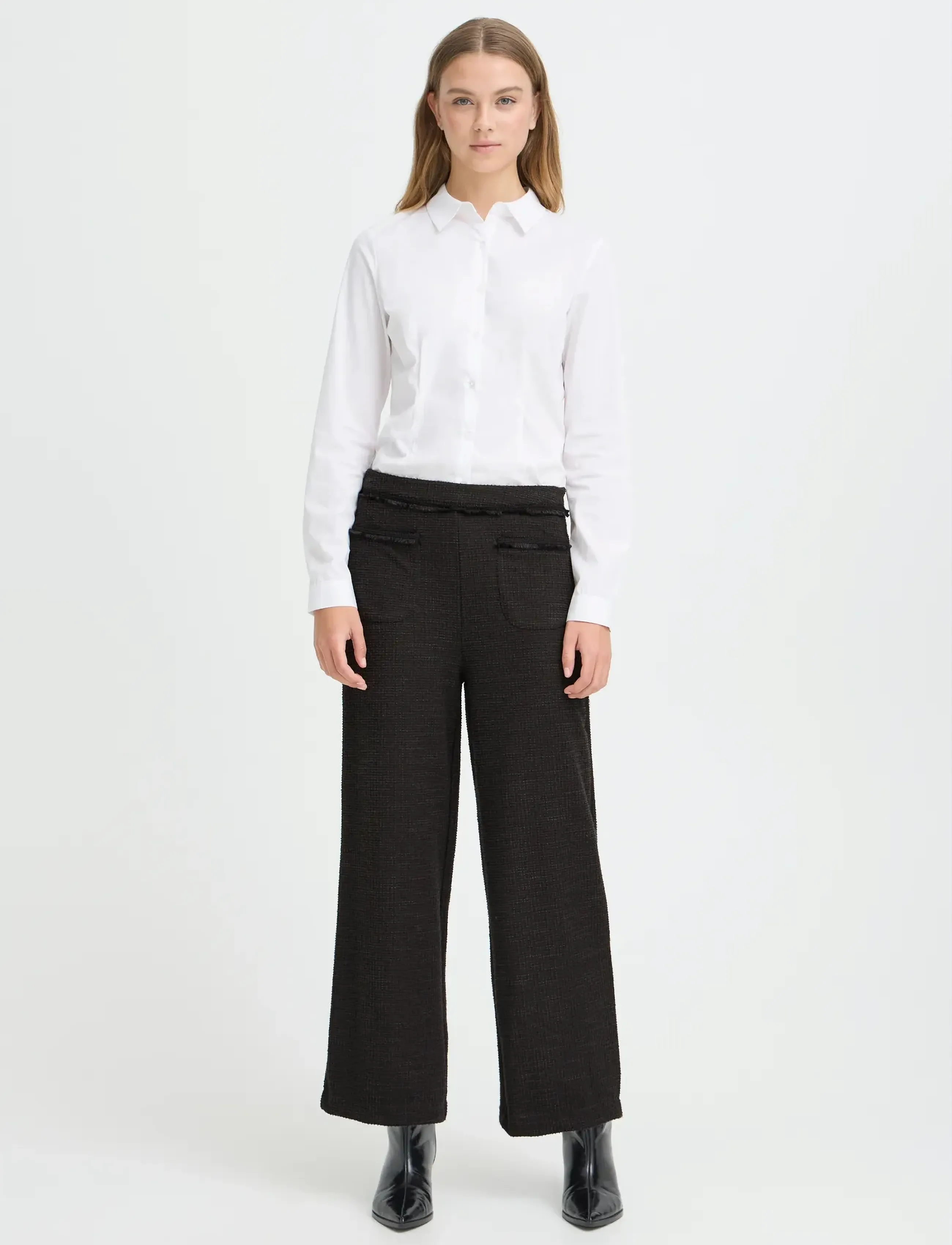 ICHI Ihkate Fringe Pa, M, Black, Bukser > Lige Ben, Dame