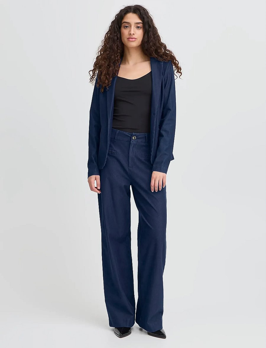 ICHI - IHKATE DENIM PA - hosen mit weitem bein - dark blue - 0