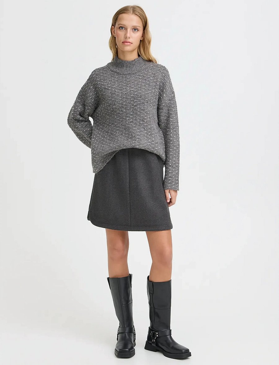 ICHI - IHWOOLY SK5 - korta kjolar - dark grey melange - 0