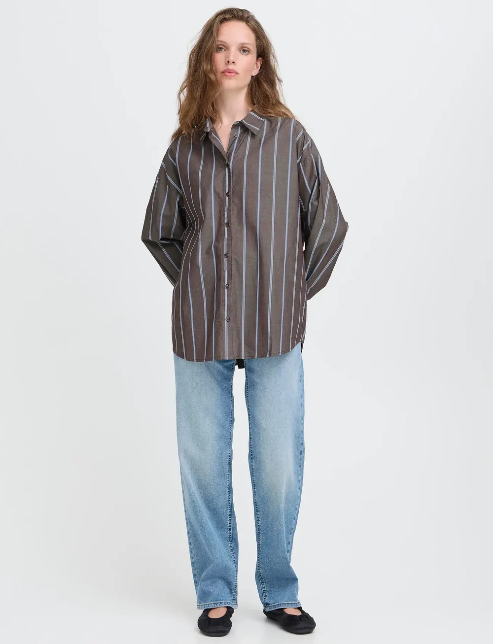 ICHI - IHSADIA SH2 - long-sleeved shirts - brown stripe - 0