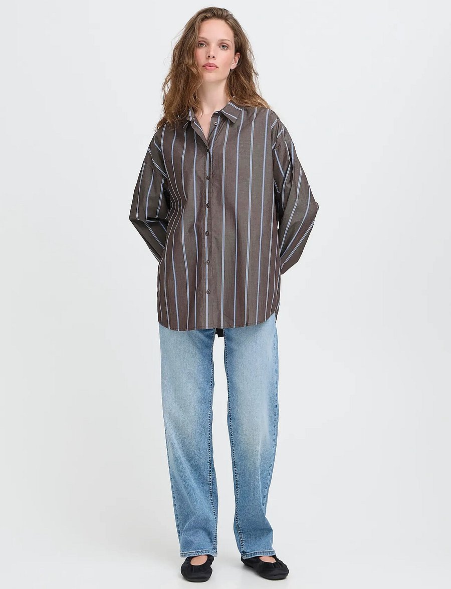 ICHI - IHSADIA SH2 - koszule z długimi rękawami - brown stripe - 0