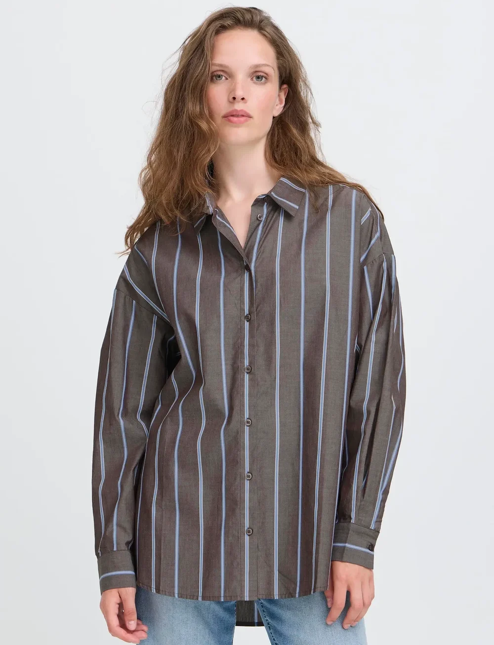 ICHI - IHSADIA SH2 - long-sleeved shirts - brown stripe - 4