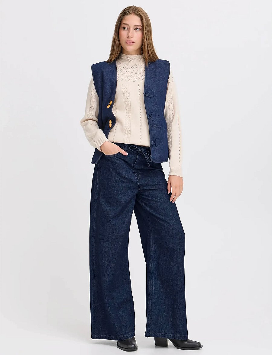 ICHI - IHBERISEL WIDE PA - hosen mit weitem bein - denim authentic blue - 3