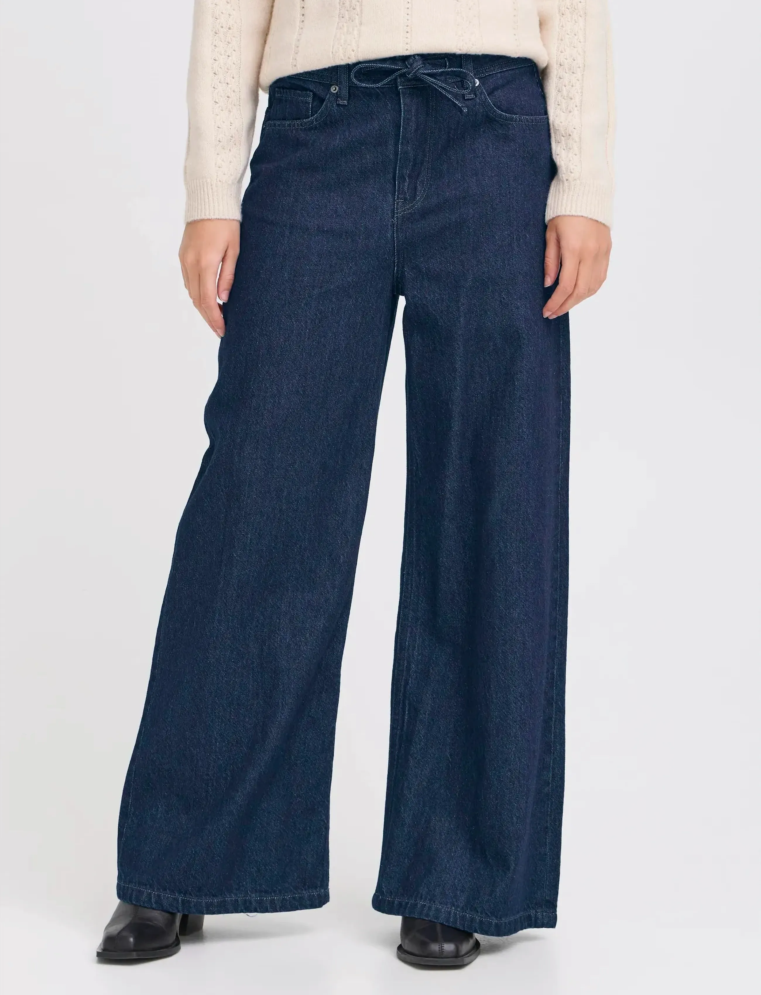ICHI - IHBERISEL WIDE PA - hosen mit weitem bein - denim authentic blue - 4
