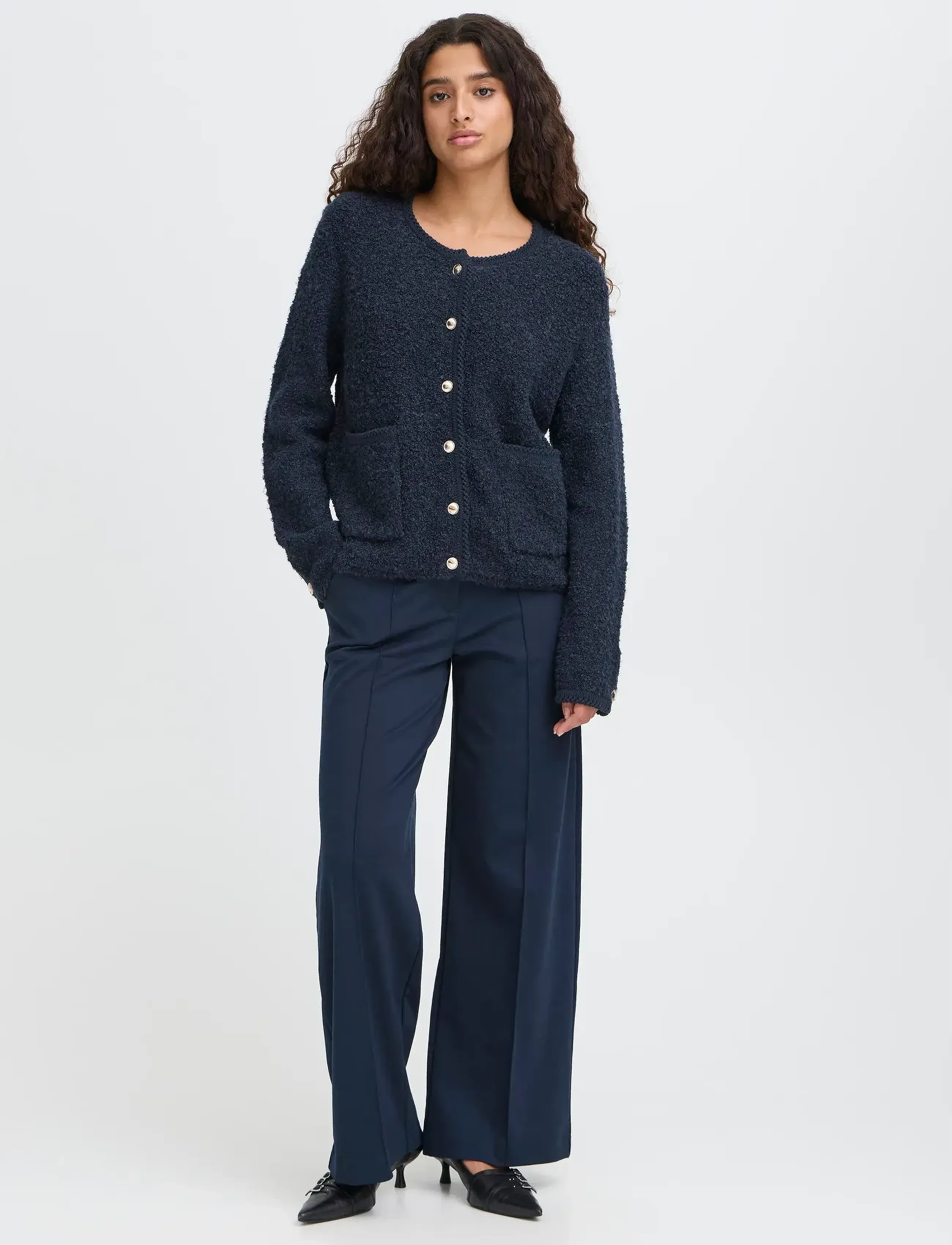 ICHI Ihvalmai Ca2, S, Navy, Strik > Cardigans, Dame