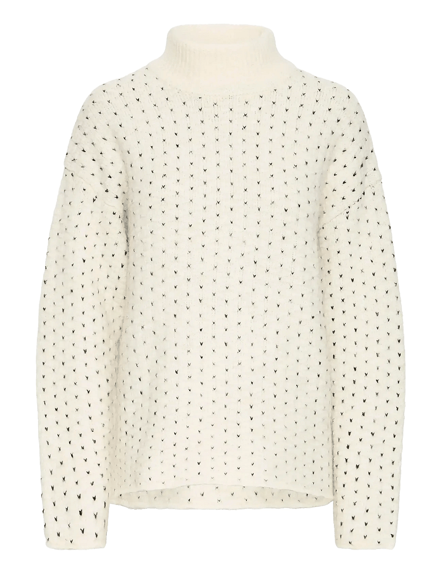 ICHI - IHKAMARA LS19 - pullover - cloud dancer w black dot - 0