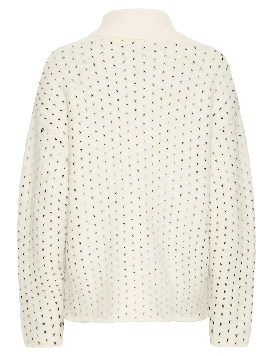 ICHI - IHKAMARA LS19 - pullover - cloud dancer w black dot - 1