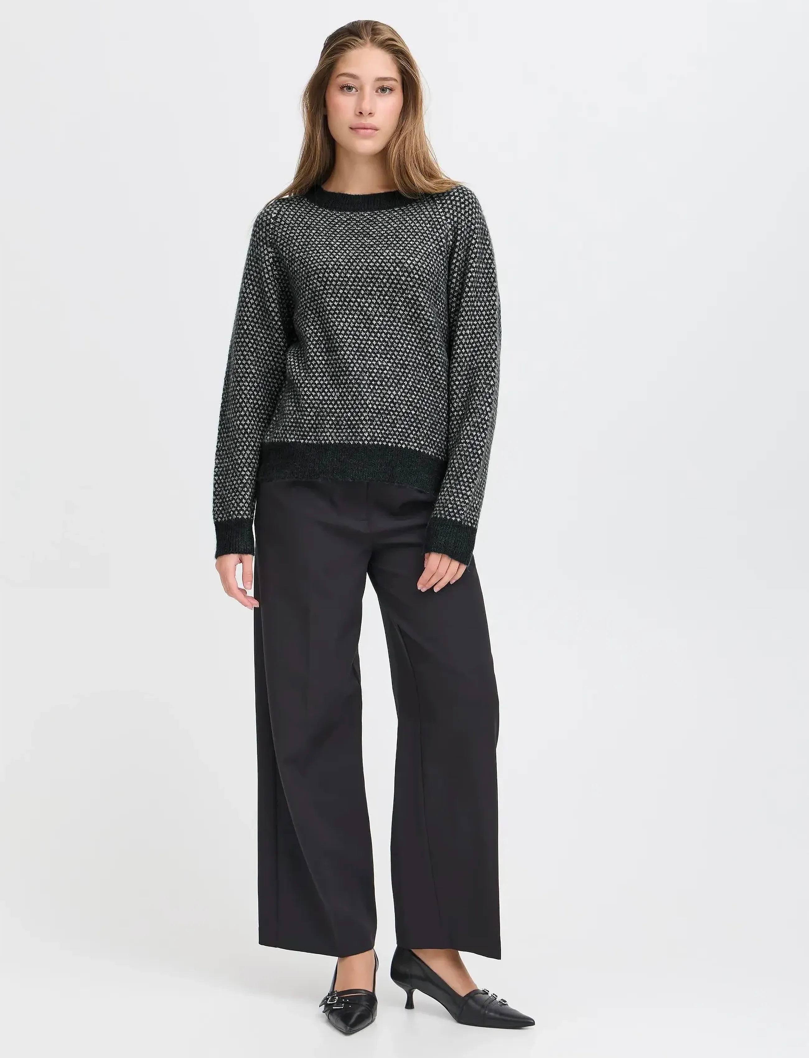 ICHI Ihkamara Ls20, XS, Black, Strik > Trøjer, Dame