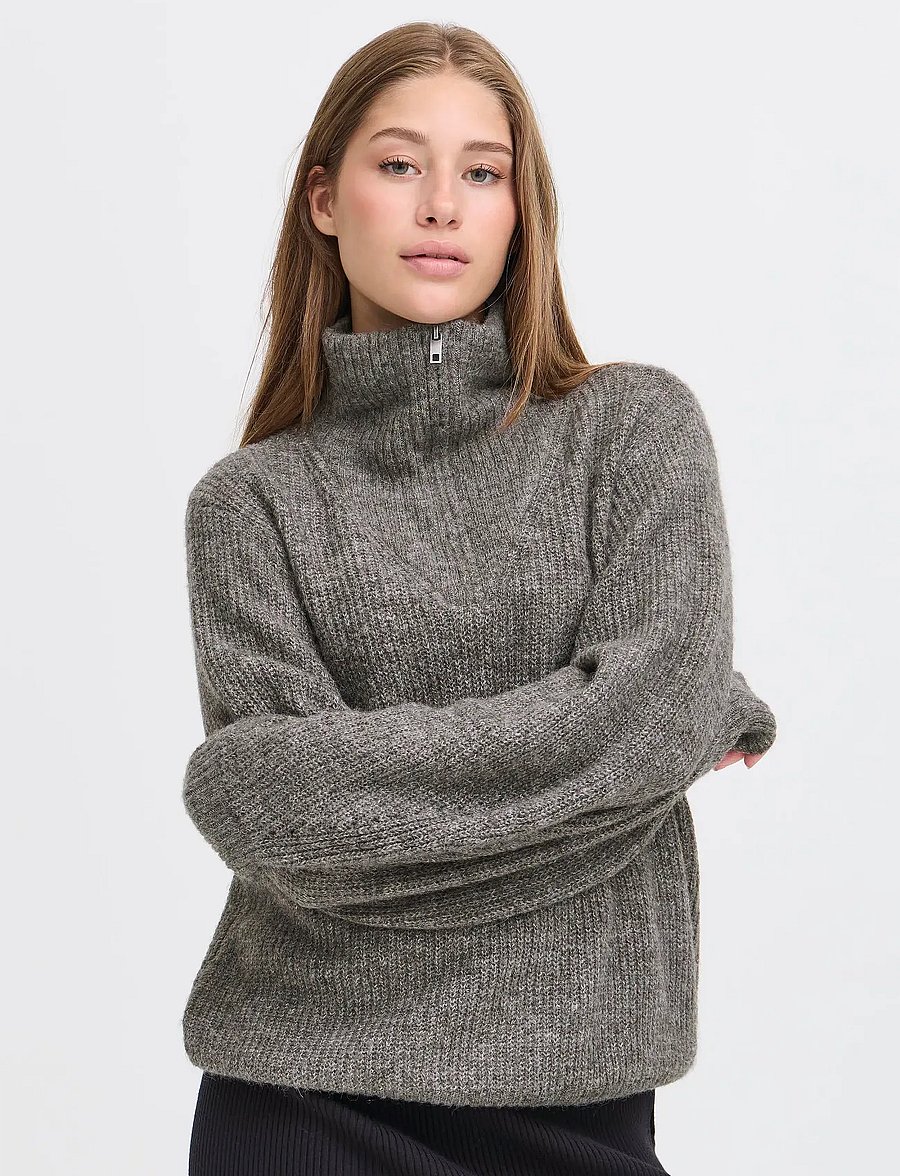 ICHI - IHKAMARA LS21 - striktrøjer - dark grey melange - 4