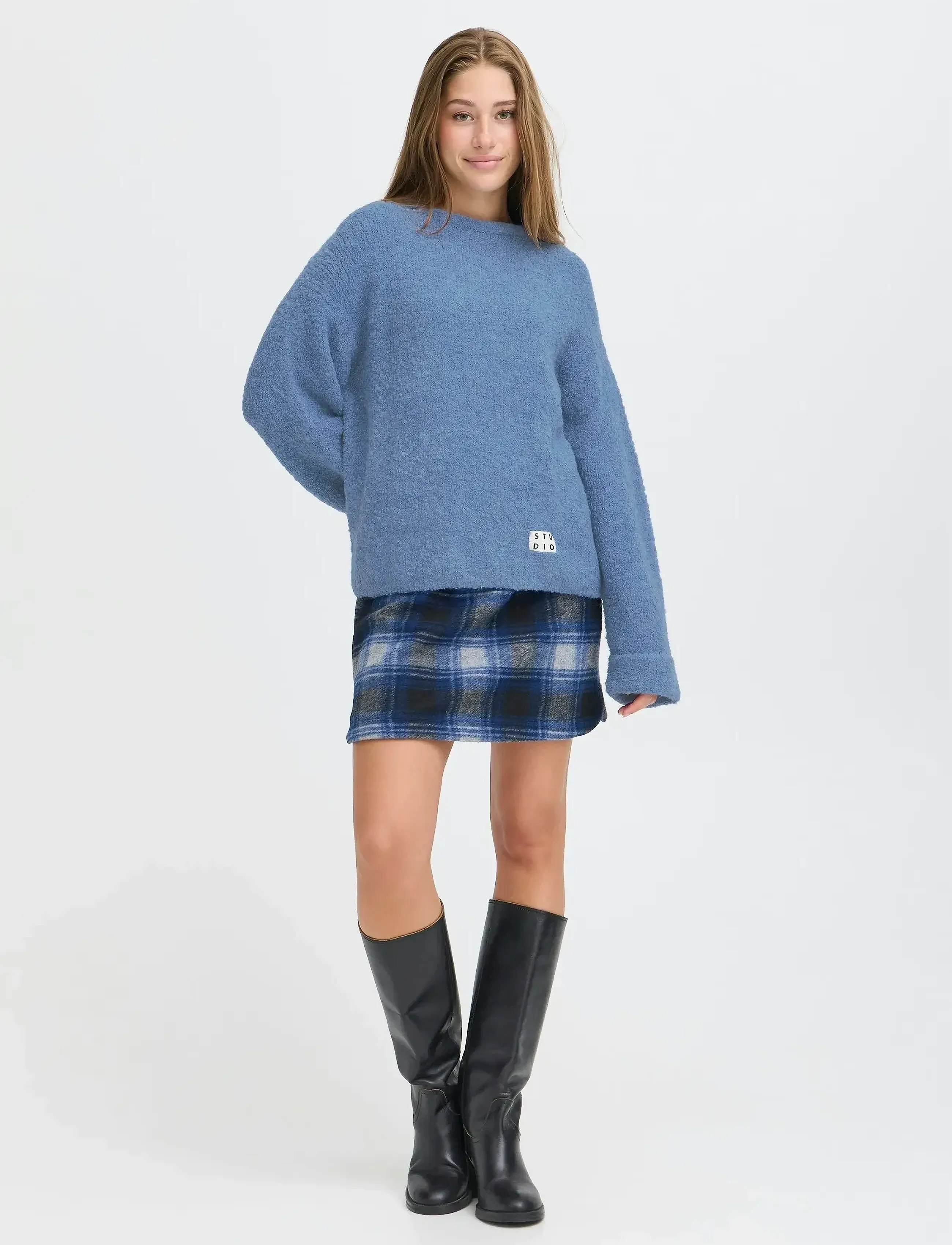 ICHI Ihblarisa Ls, XS, Blue, Strik > Trøjer, Dame