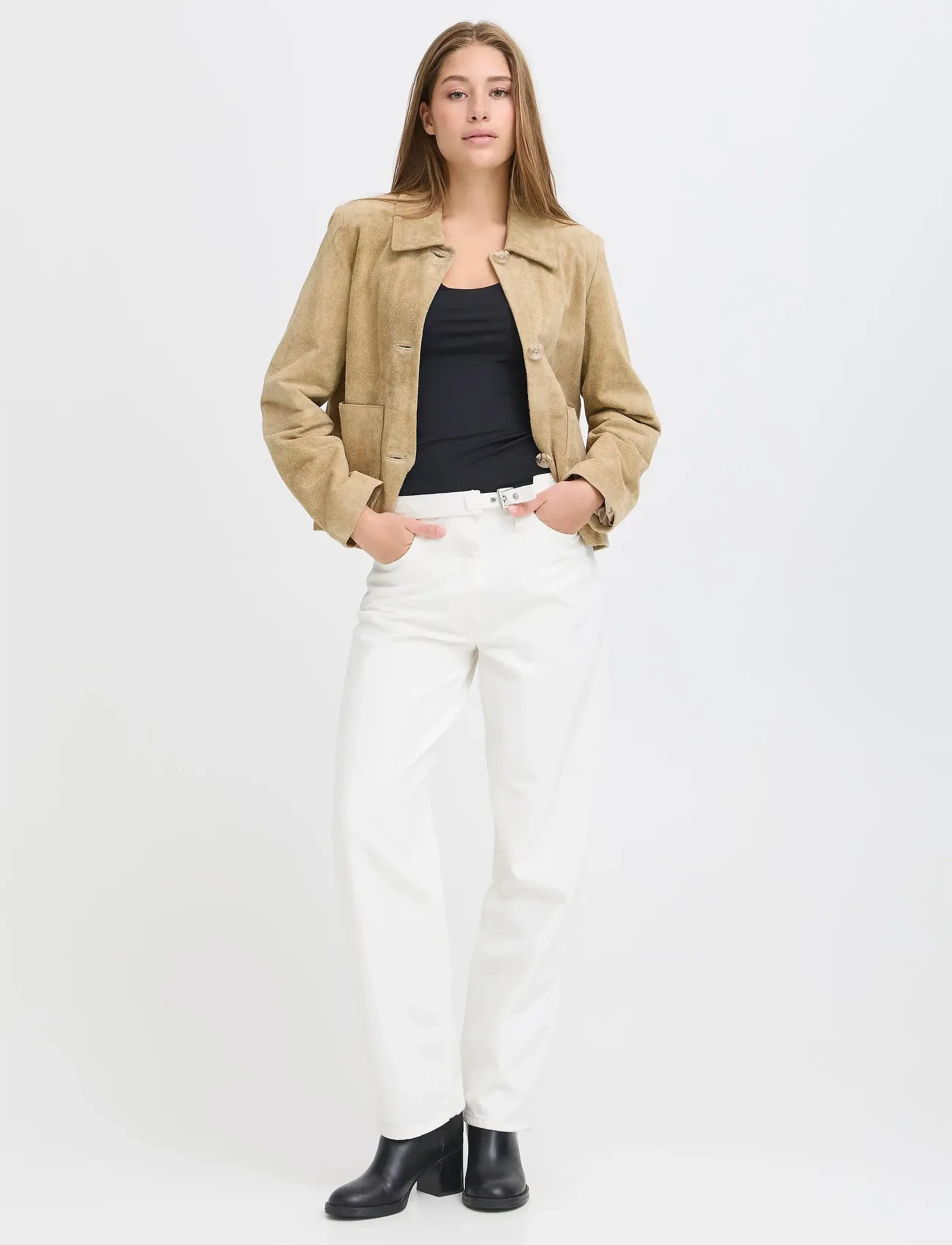 ICHI Ihbala Pa, 31 x 32, White, Jeans > Lige-Almindelige, Dame