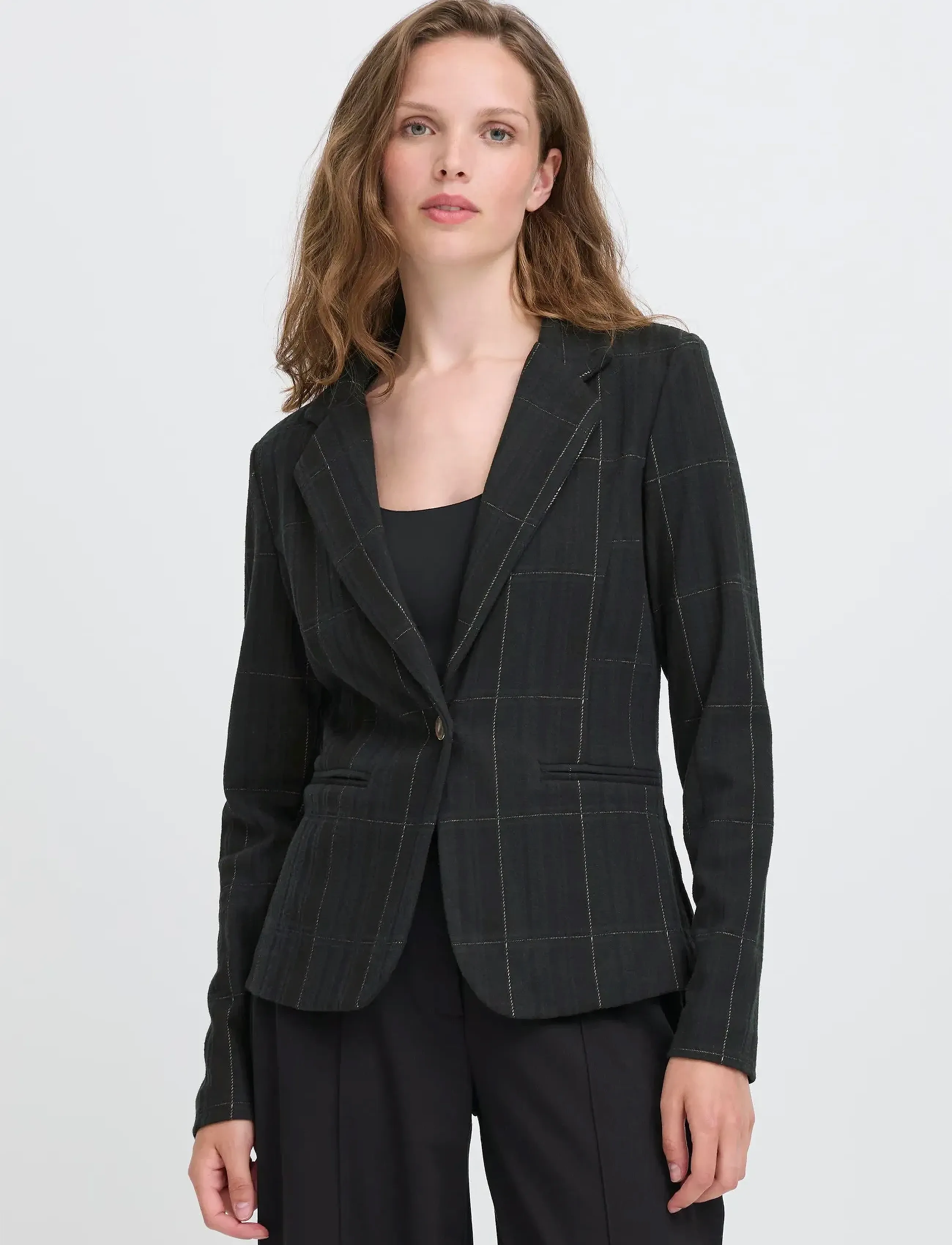 ICHI - IHKATE WOOLLEY BL2 - festmode zu outlet-preisen - black/green check - 3