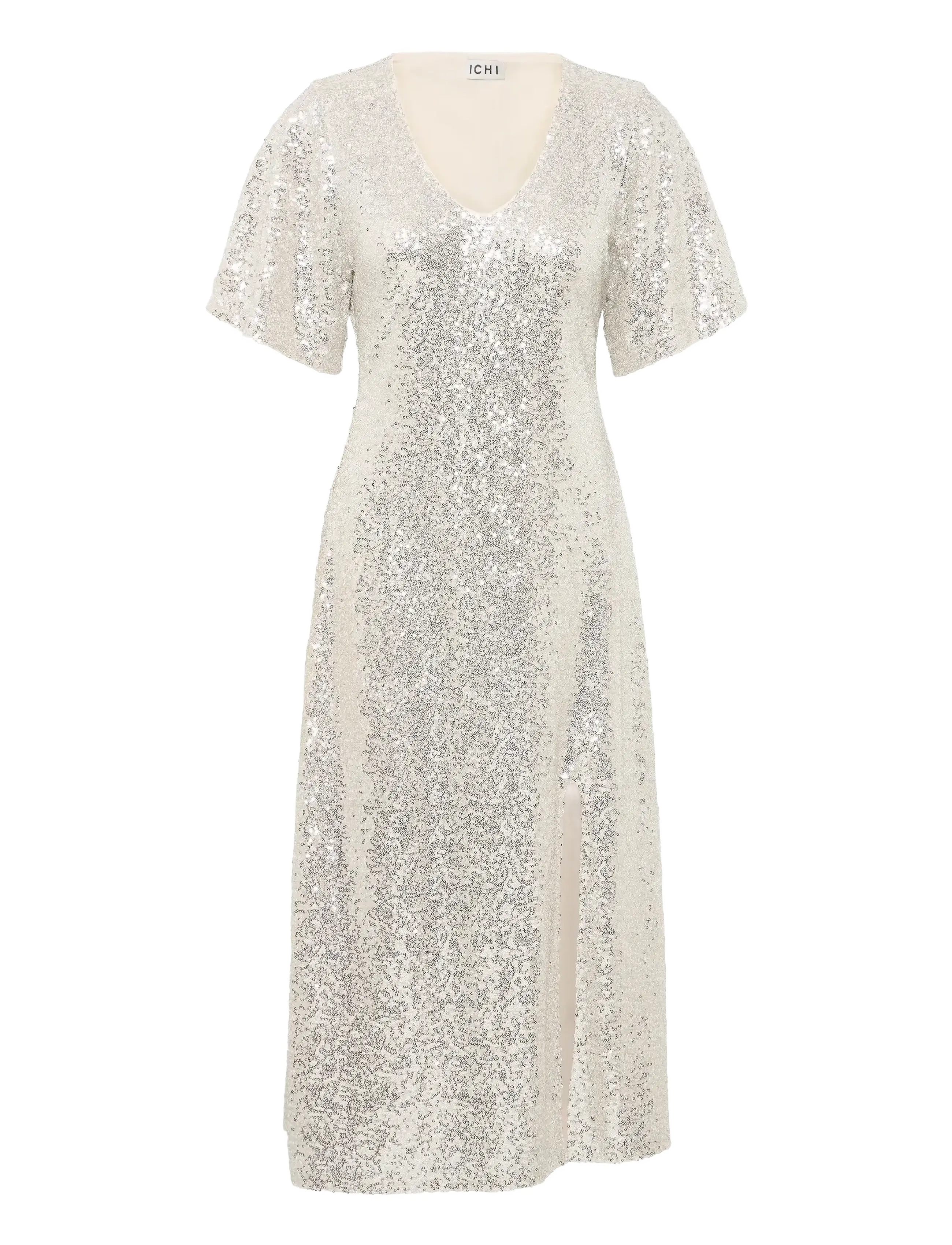 ICHI IHFAUCA DR3 - Sequin Dresses - FROSTED ALMOND / silver