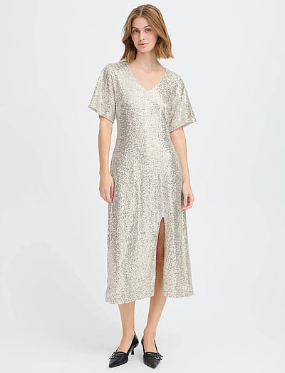 ichi sequin dress ICHI IHFAUCI - Cocktail dress / Party dress - frosted almond/mottled beige