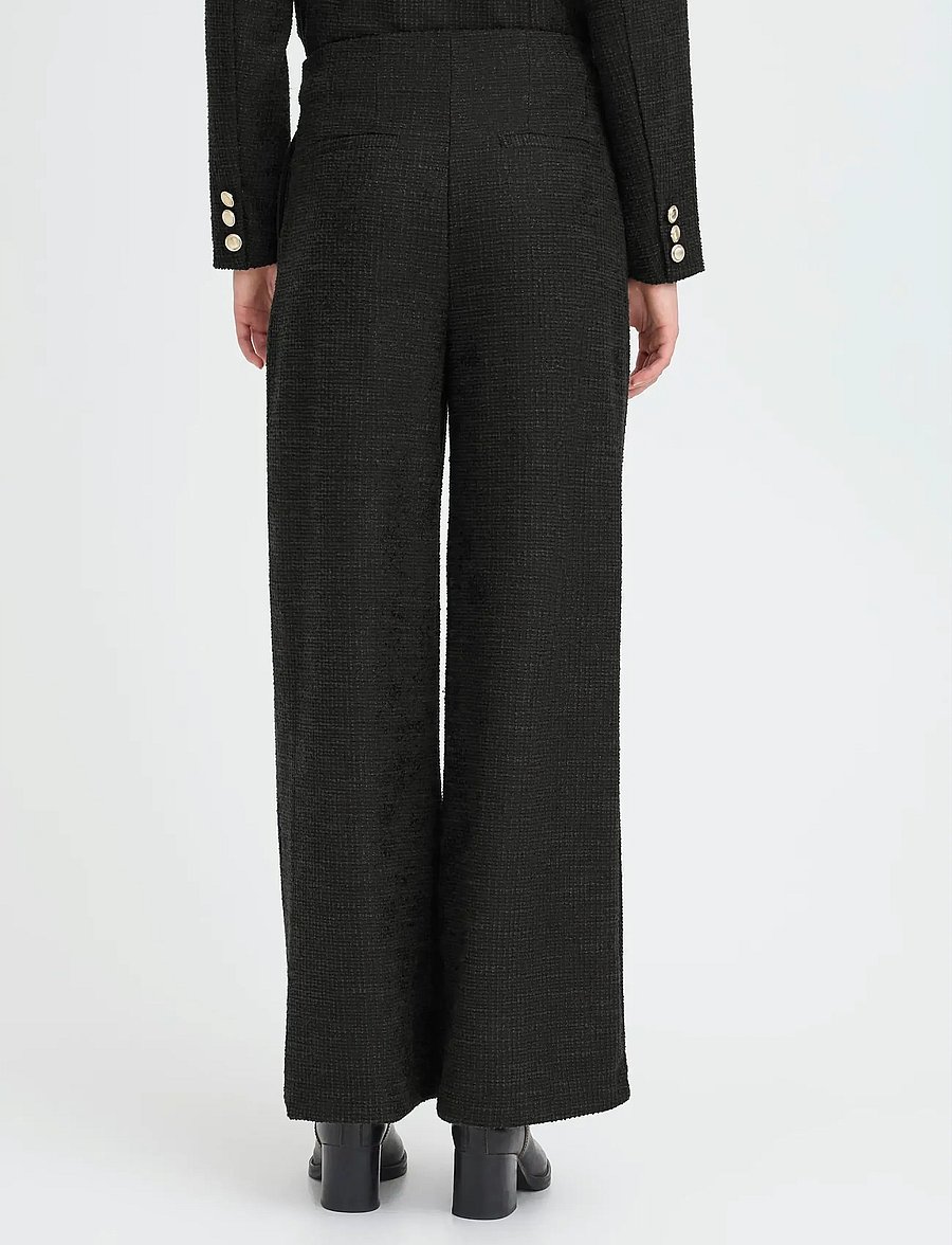 ICHI - IHKATE GLEAM WIDE PA - hosen mit weitem bein - black - 4