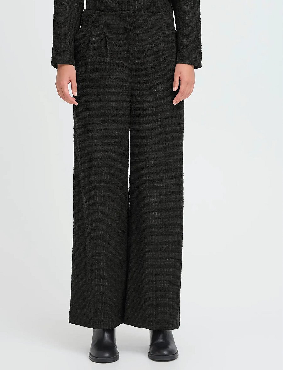 ICHI - IHKATE GLEAM WIDE PA - hosen mit weitem bein - black - 5