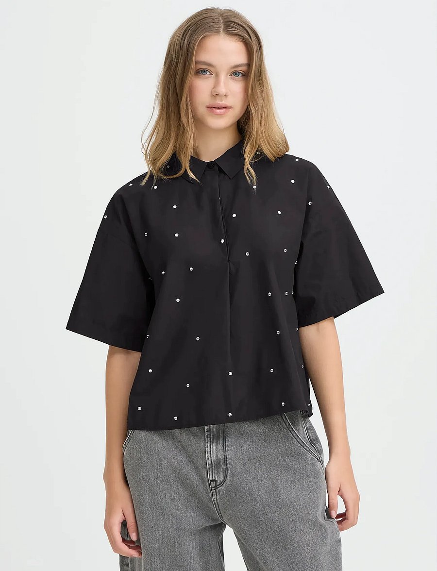 ICHI - IHLISARI SH - short-sleeved shirts - black - 0