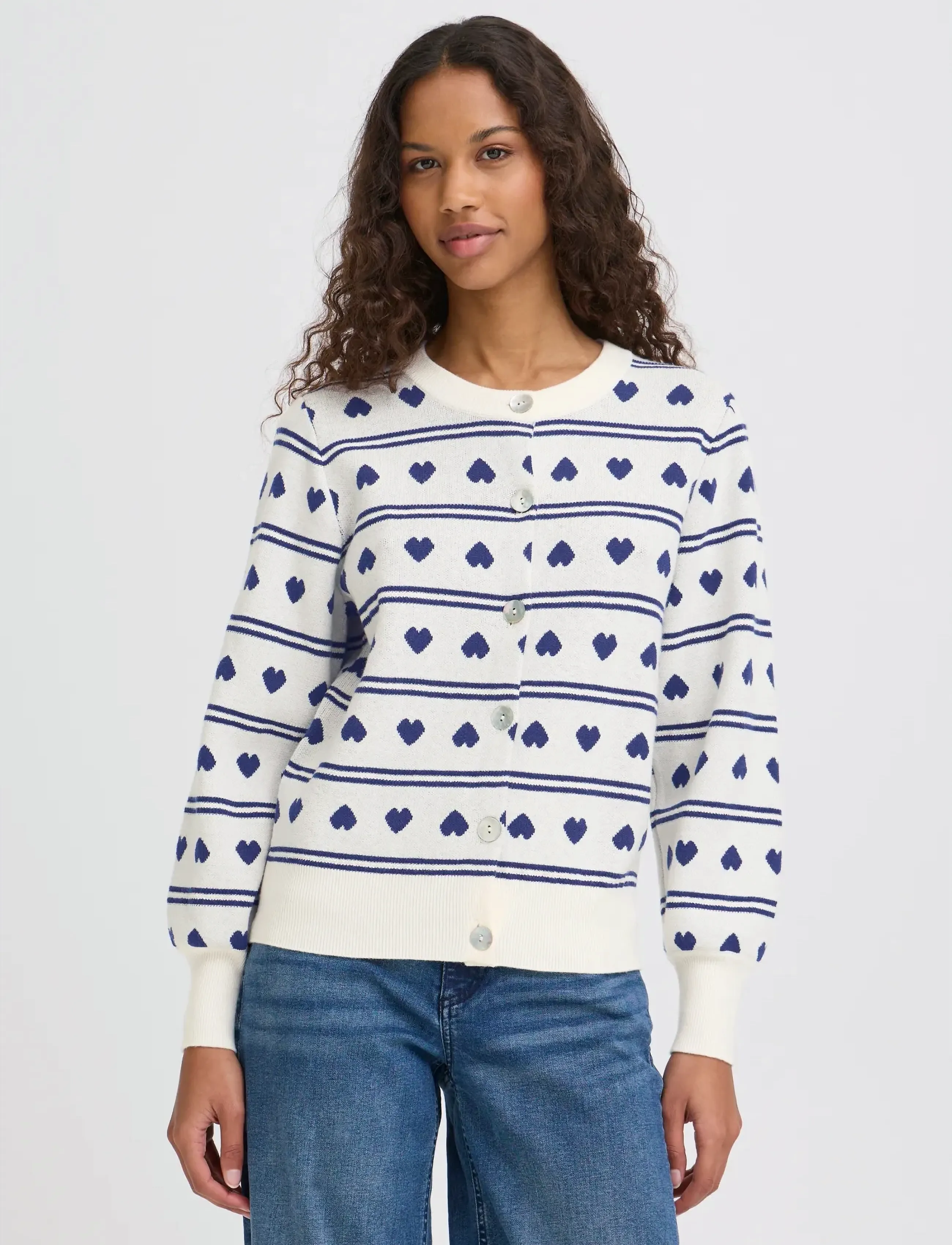 ICHI - IHBRIELLE CA5 - cardigans - birch w blue print - 3