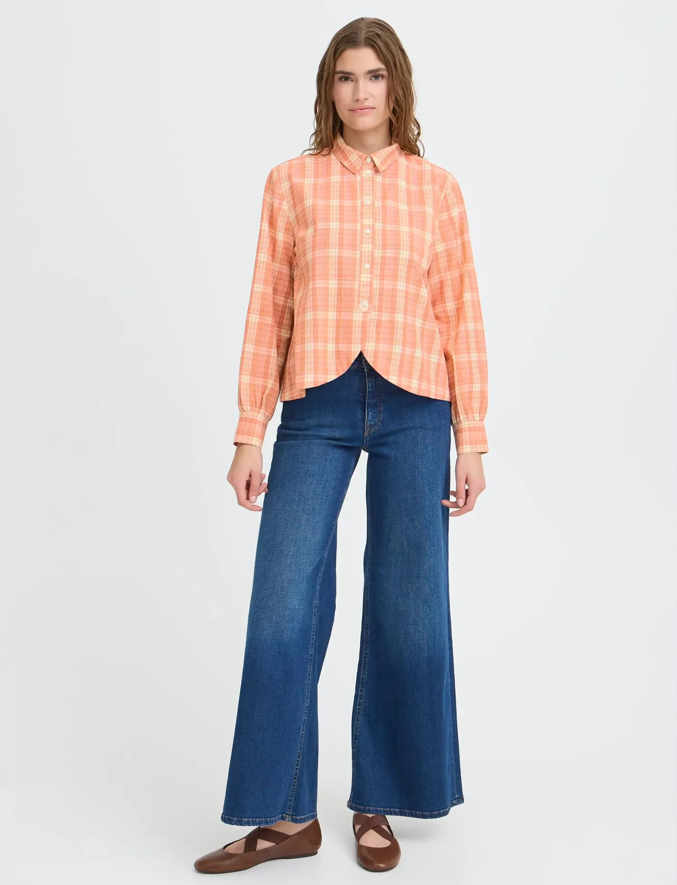 ICHI IHCIRA SH - Skjorter - BURNT OCHRE CHECK / orange