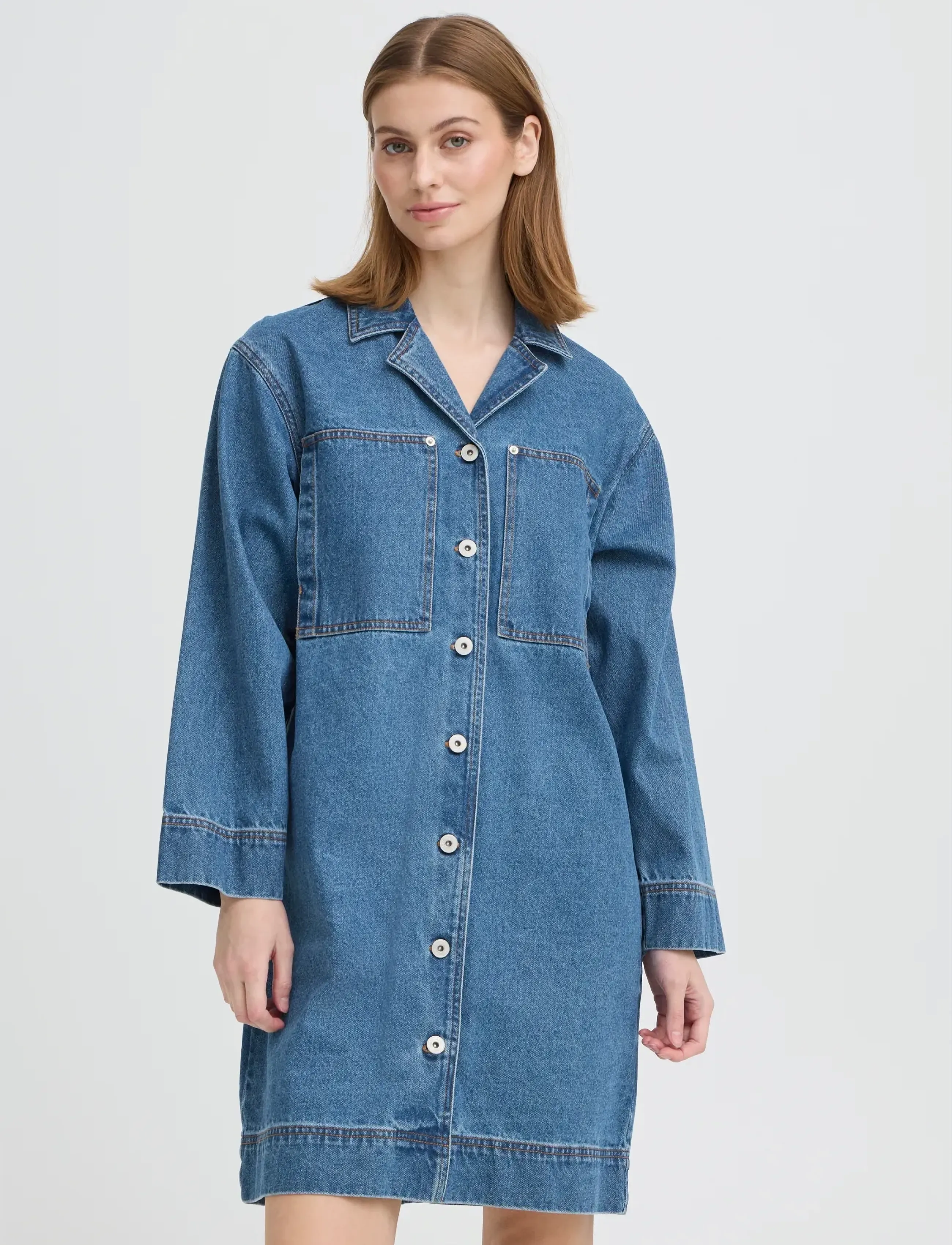 ICHI - IHMIANNA DR - särkkleidid - washed med. blue - 4
