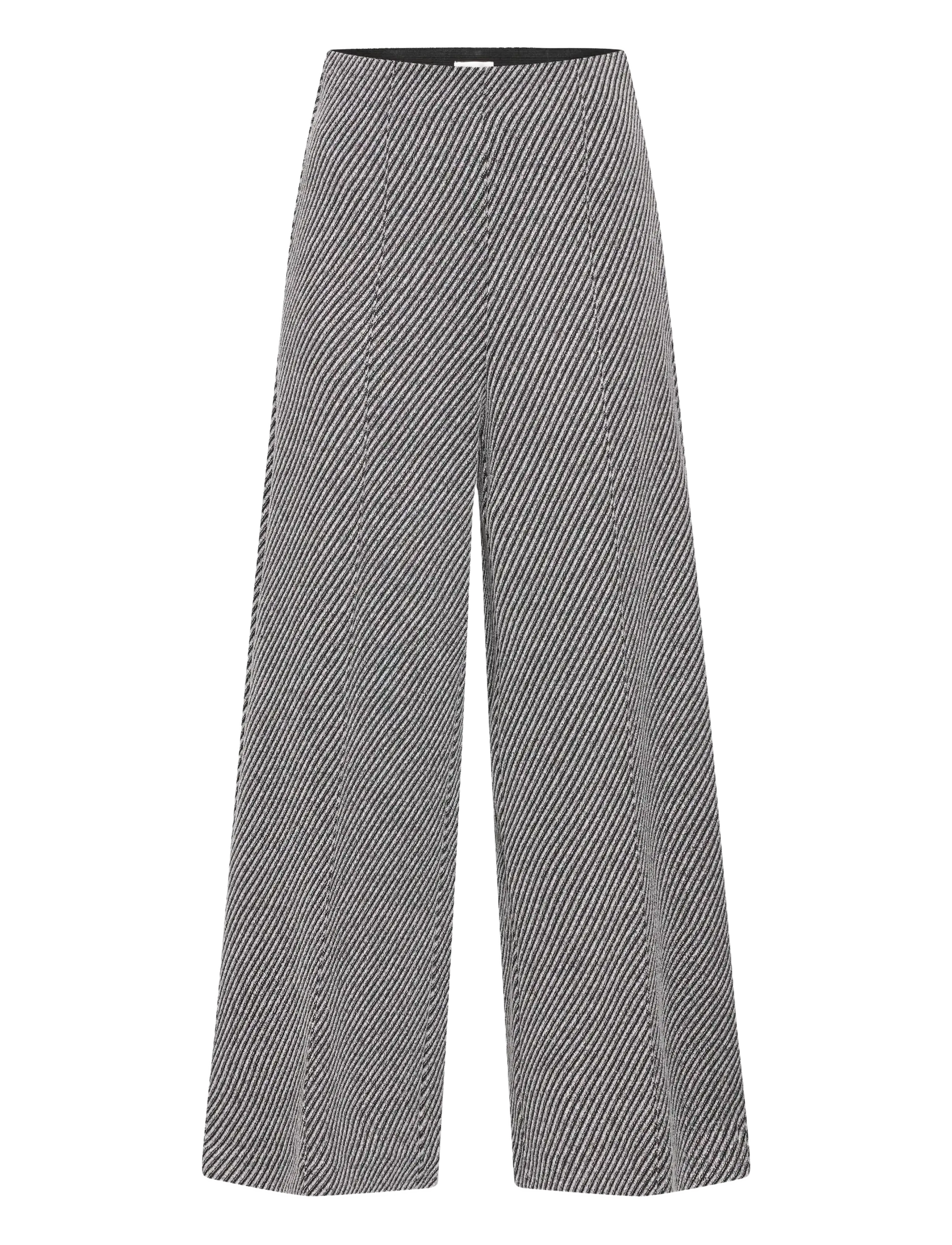 ICHI IHKATE TWILLISH WIDE PA - Bukser - BLACK/WHITE GRAPHIC STRIPE / black