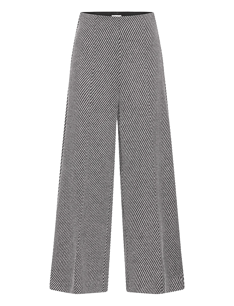 ICHI - IHKATE TWILLISH WIDE PA - laia säärega püksid - black/white graphic stripe - 1