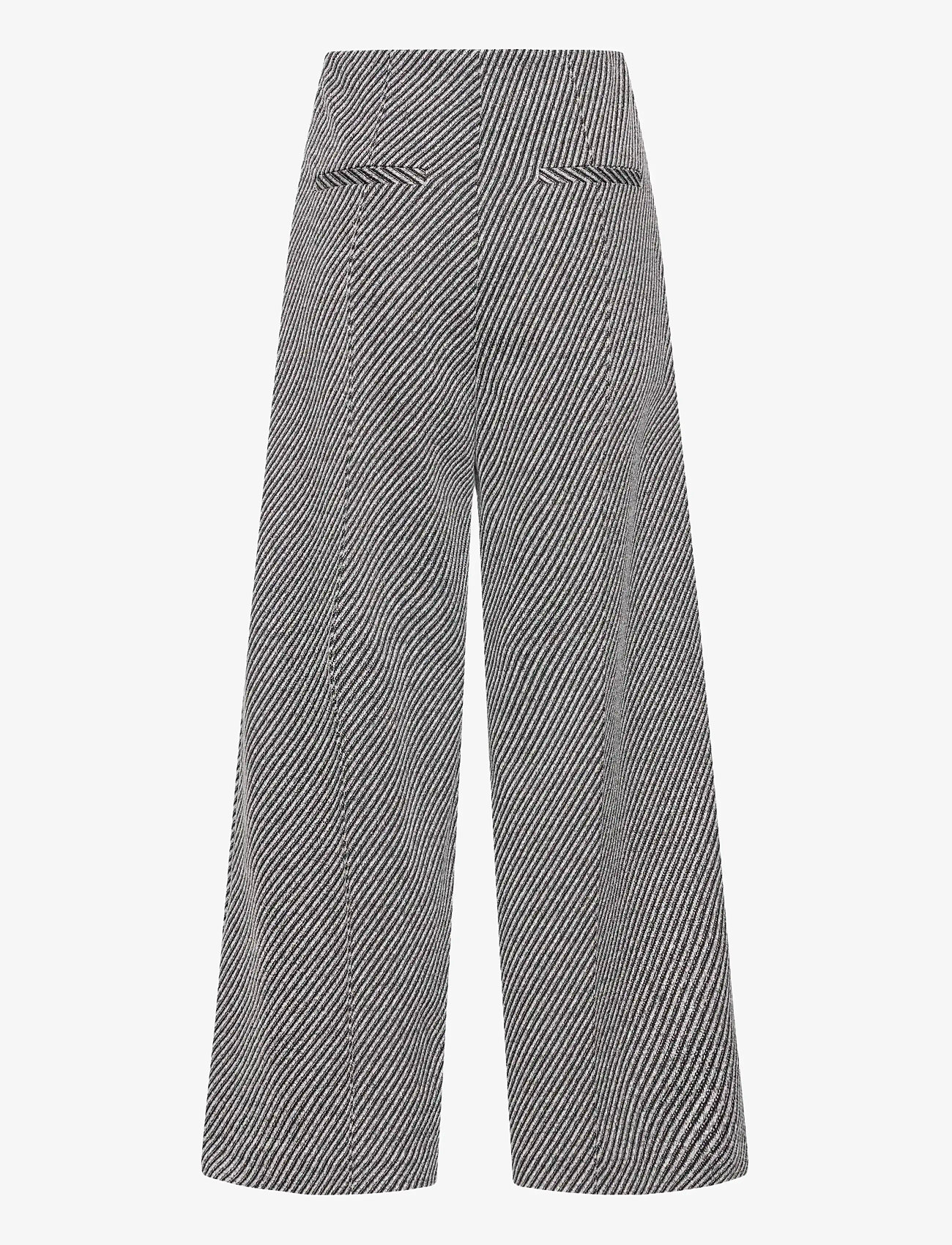 ICHI - IHKATE TWILLISH WIDE PA - vida byxor - black/white graphic stripe - 2