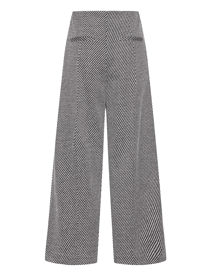 ICHI - IHKATE TWILLISH WIDE PA - hosen mit weitem bein - black/white graphic stripe - 2