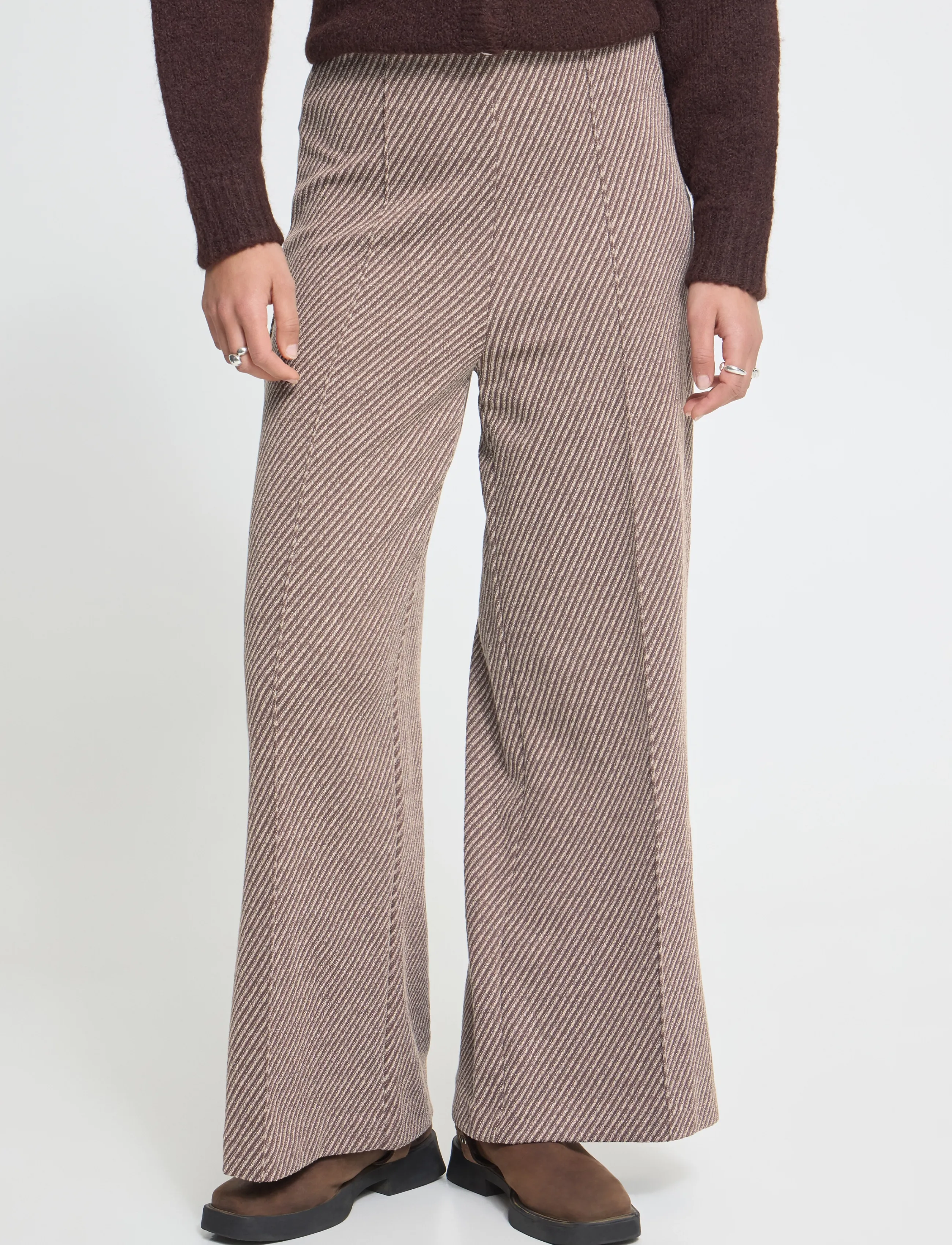 ICHI - IHKATE TWILLISH WIDE PA - wide leg trousers - java/almond milk - 4