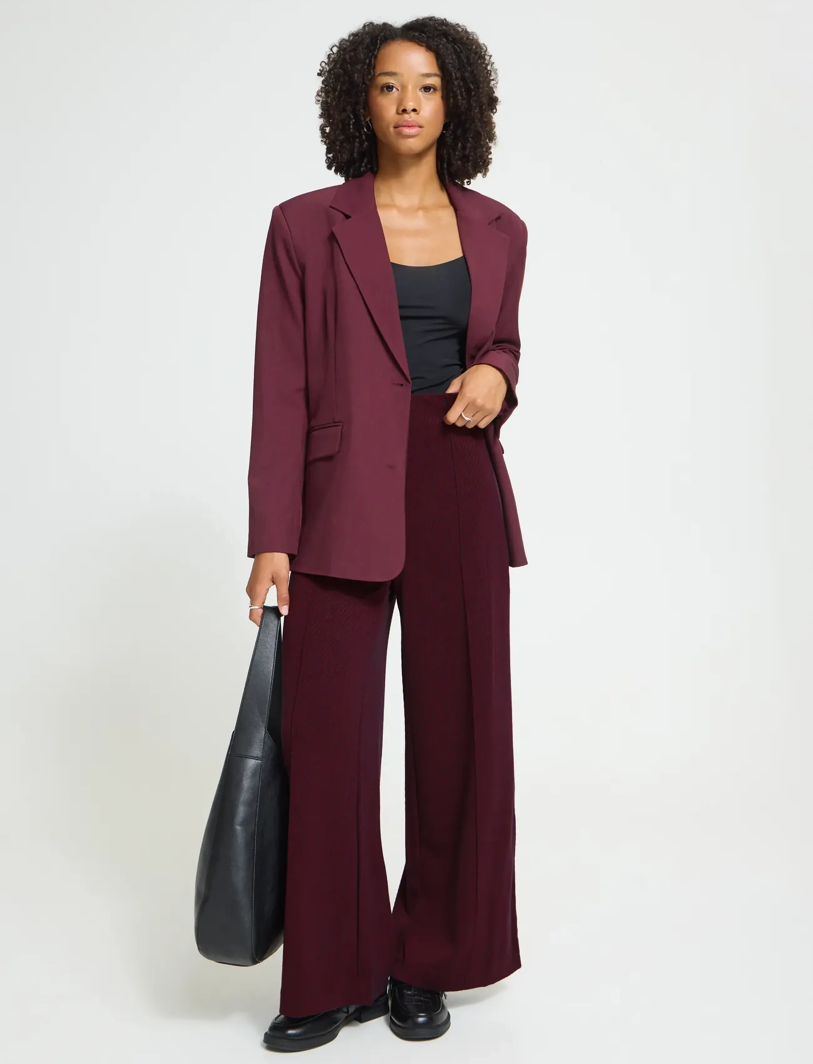 ICHI IHKATE TWILLISH WIDE PA - Byxor - PORT ROYALE/DARK BLUE / burgundy