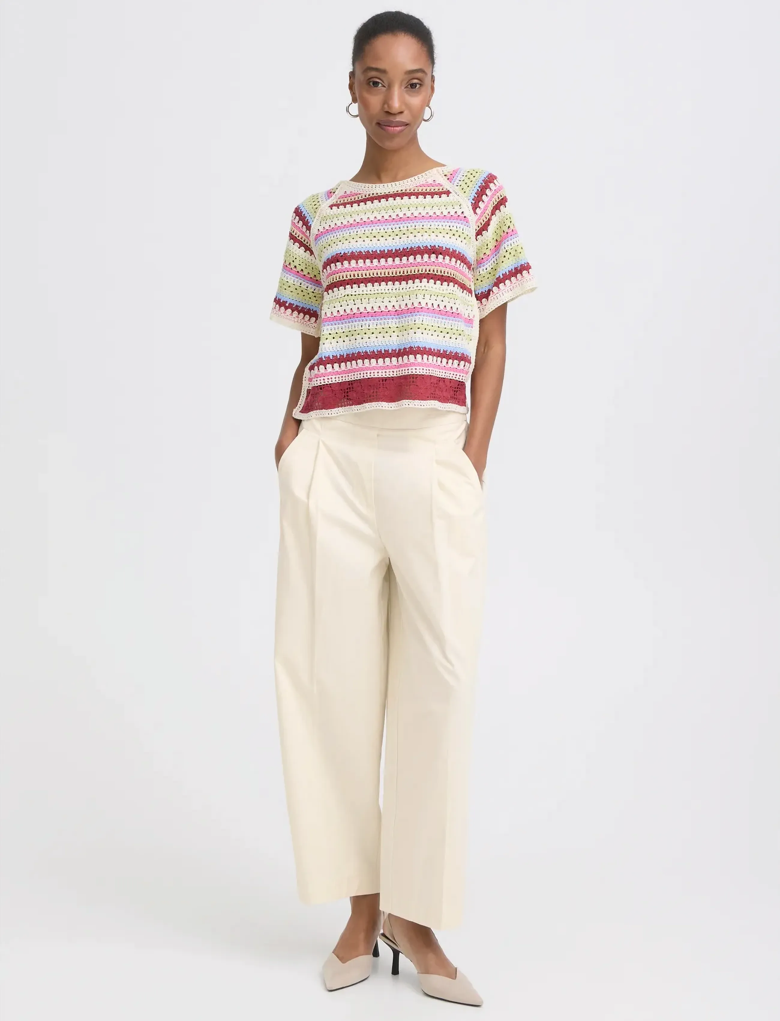 ICHI IHFUNI PA - Kläder - BIRCH / cream