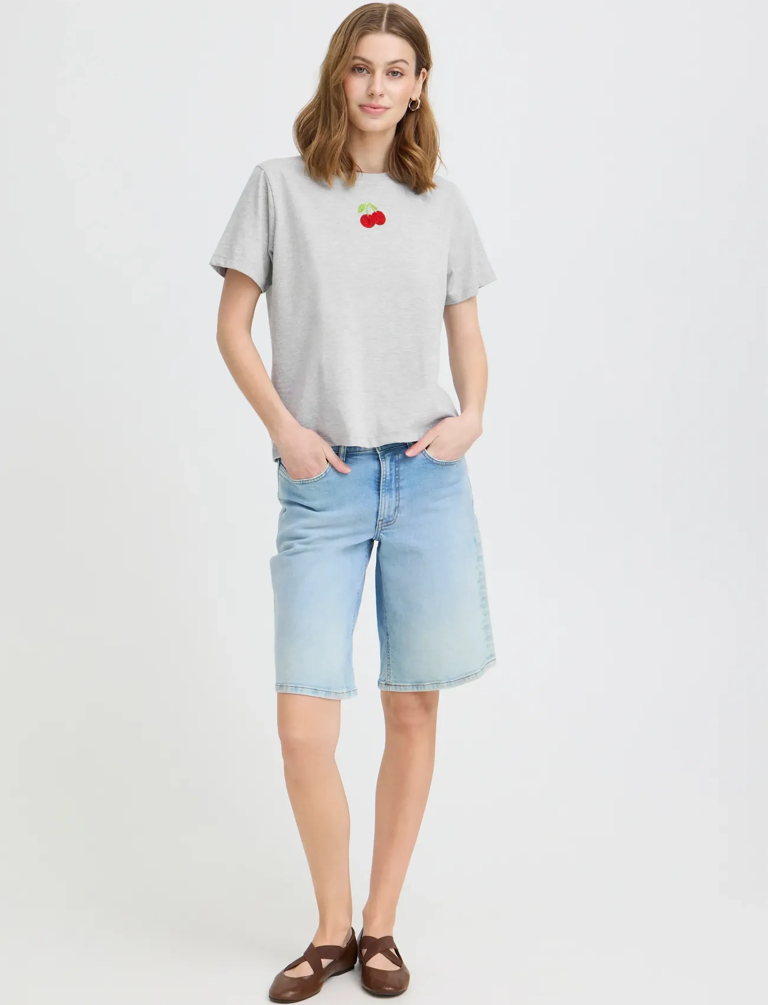 ICHI IHNYNNA SS5 - T-särgid ja alussärgid - ALLOY MELANGE / grey